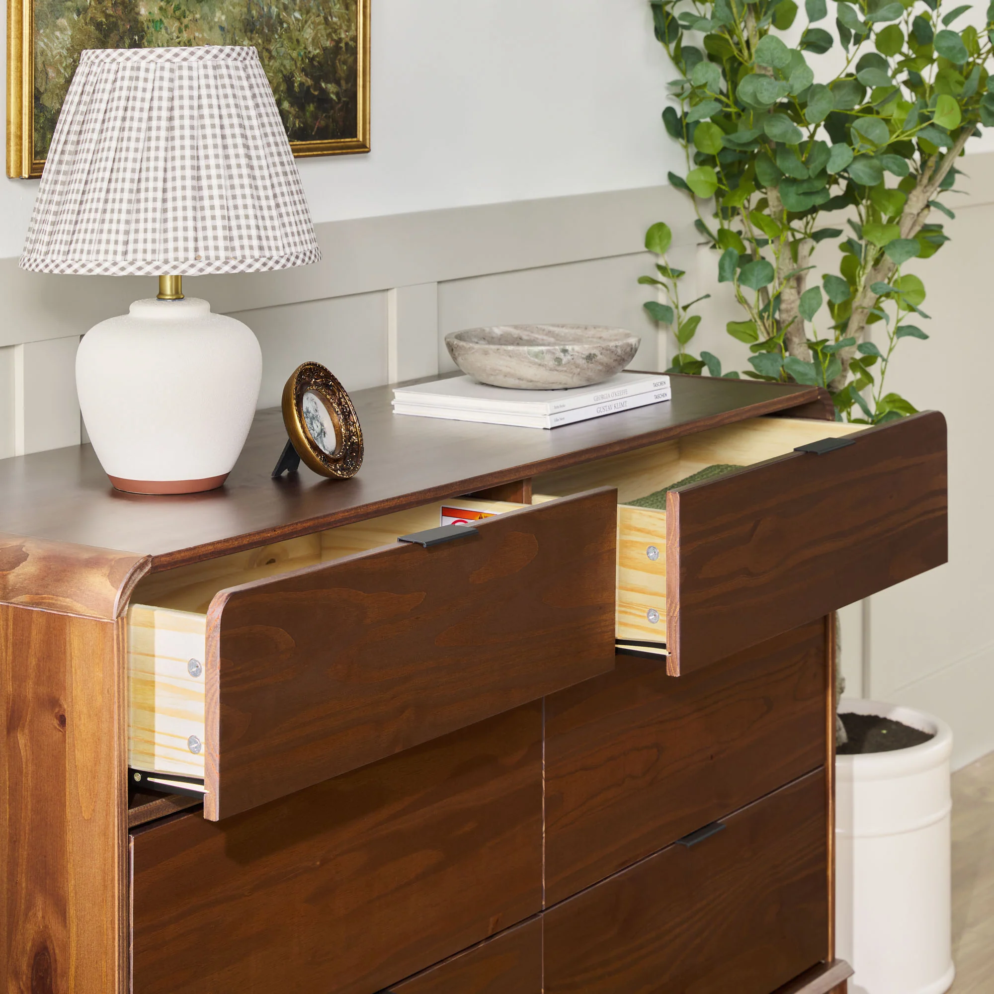 Elias 6-Drawer Contemporary Dresser with Curved Top