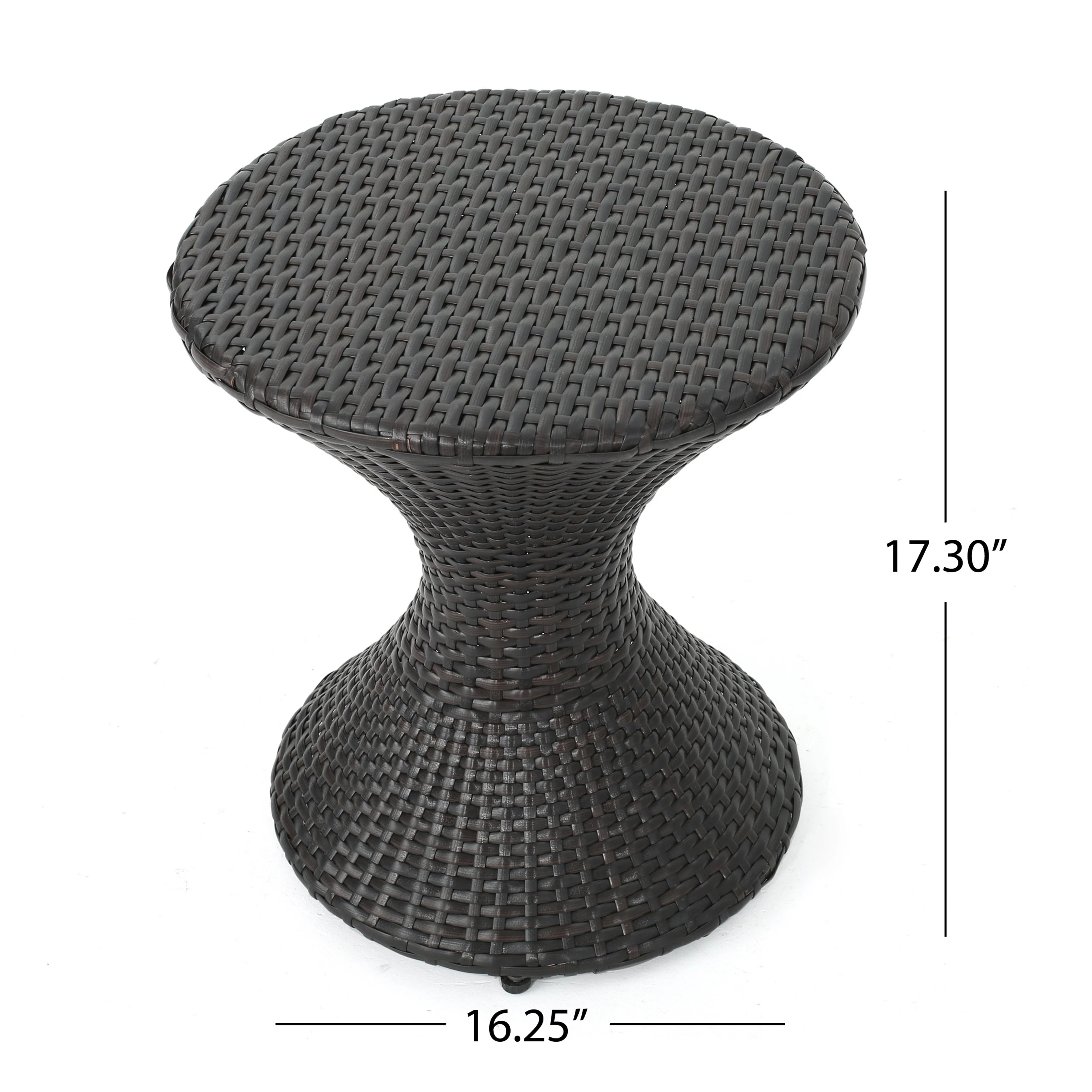 Walker Edison | Outdoor 16-inch Multi-brown Wicker Hourglass Side Table