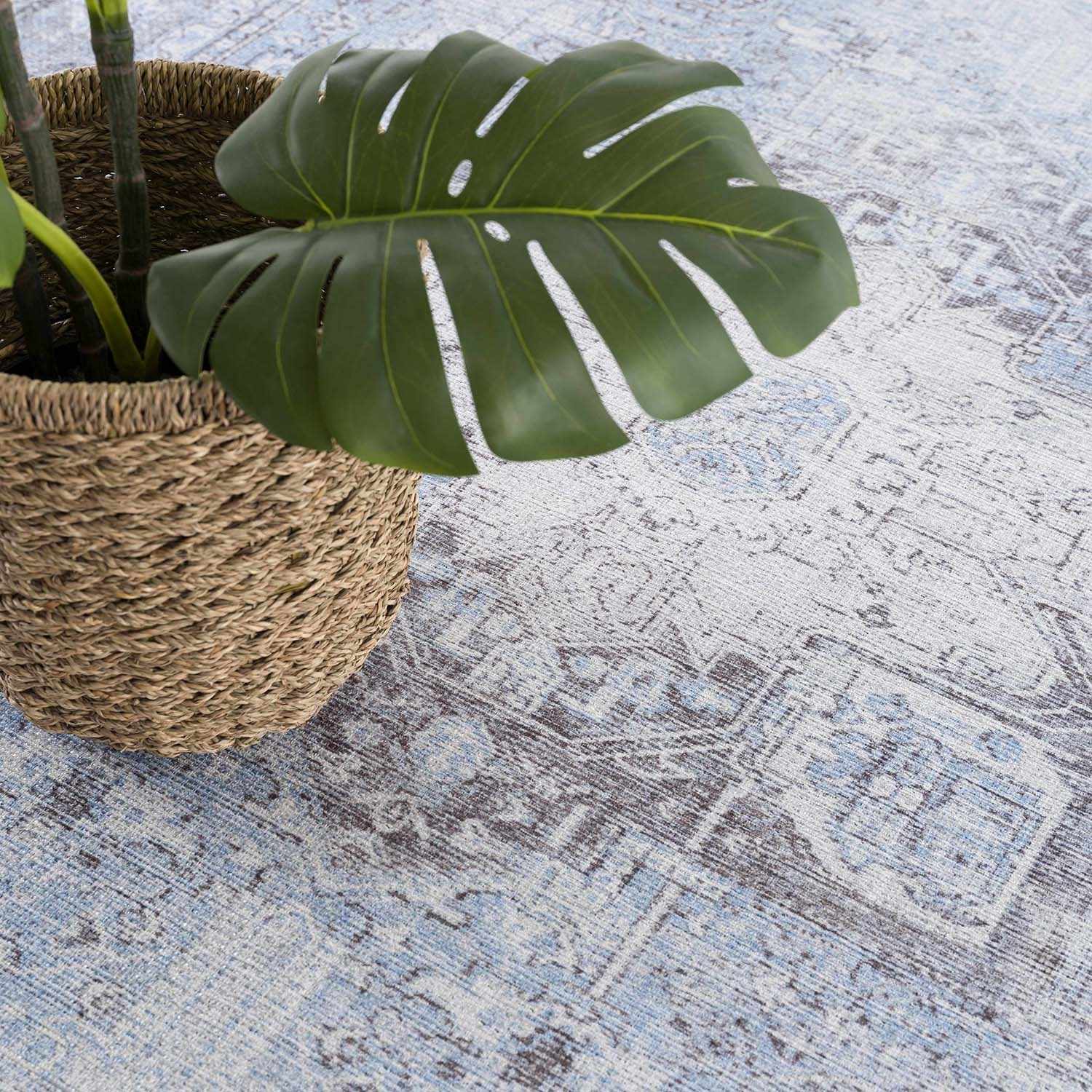 Boutique Rugs - Aqua Rosman Washable Runner & Area Rug