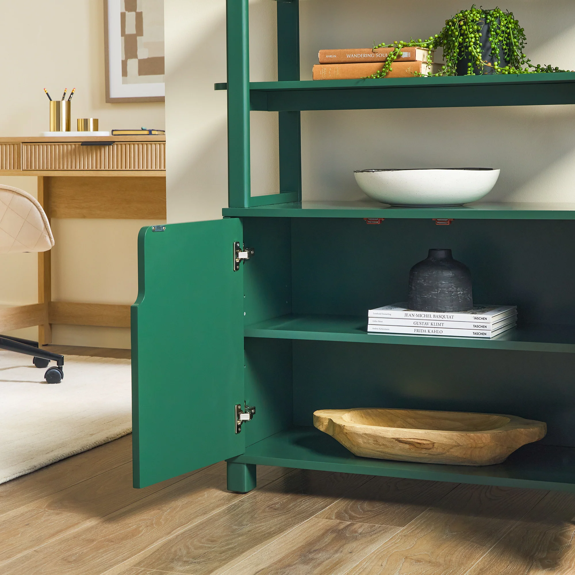 Zoey Modern Arched Wood Cabinet Storage Bookcase