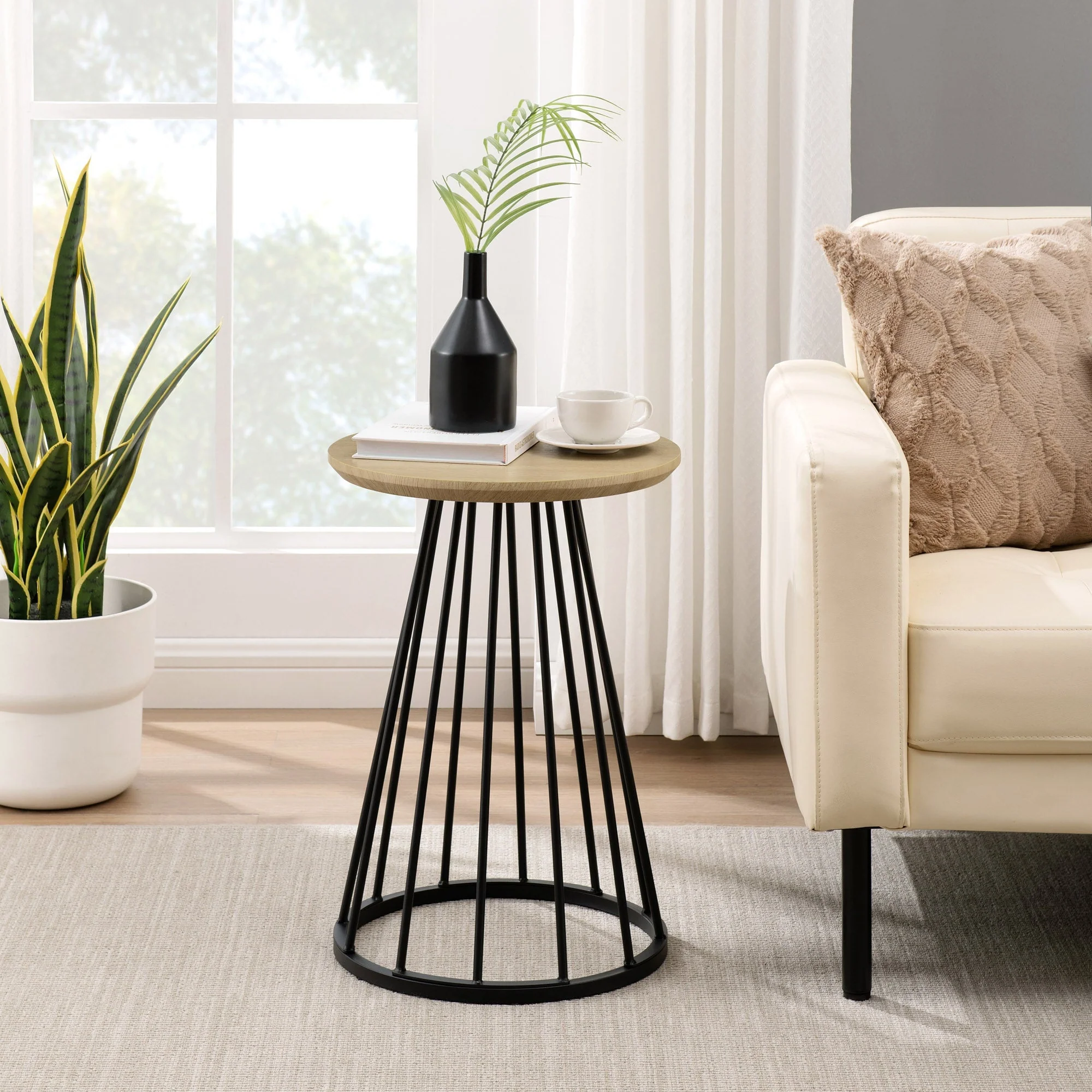 Vivian 16 Modern Side Table with Metal Caged Base