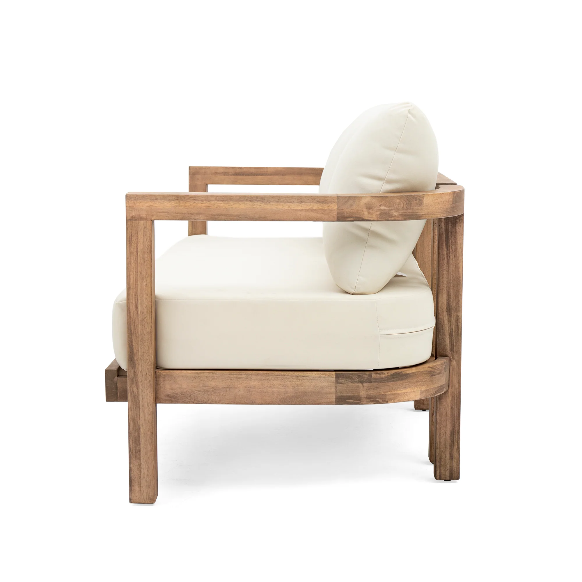 Walker Edison | Modern Outdoor Acacia Wood Patio Loveseat and Coffee Table