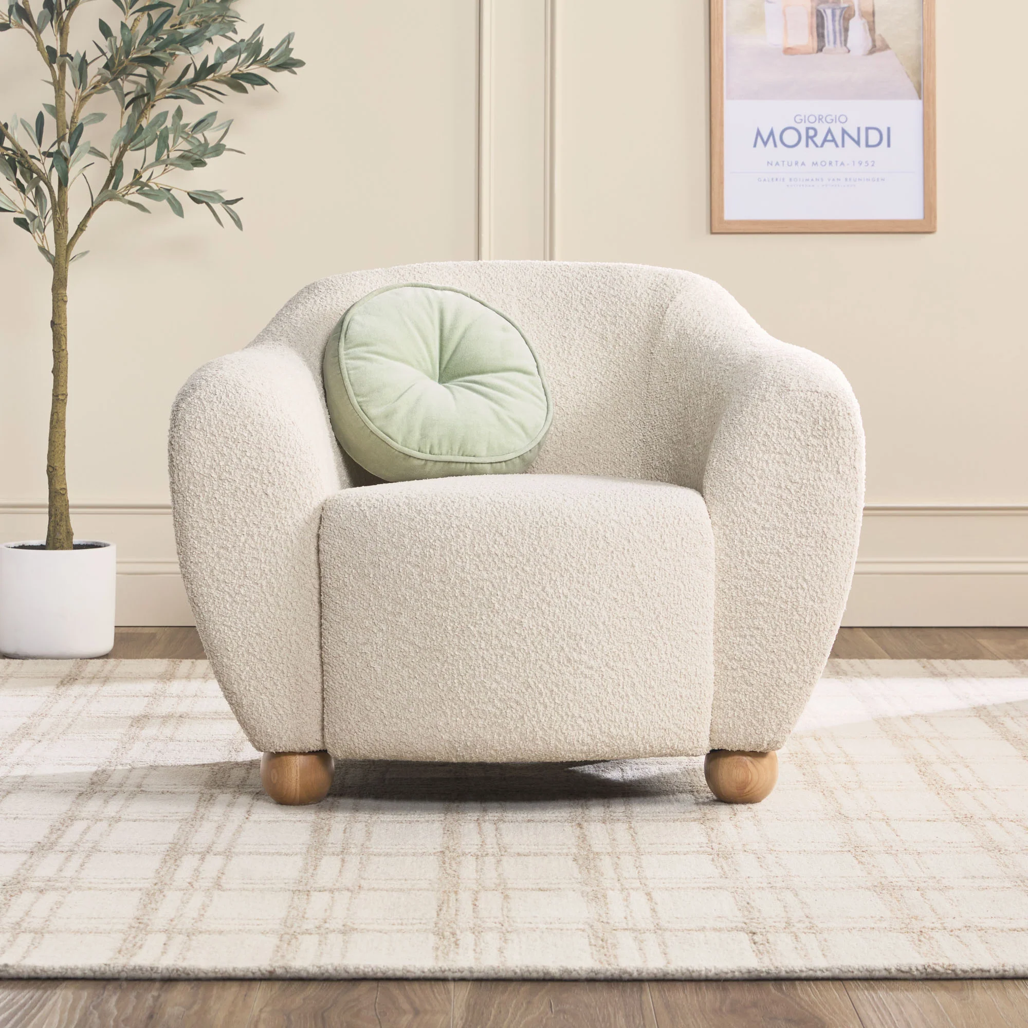 Linley Contemporary Boucle Easy Assembly Upholstered Small Accent Chair