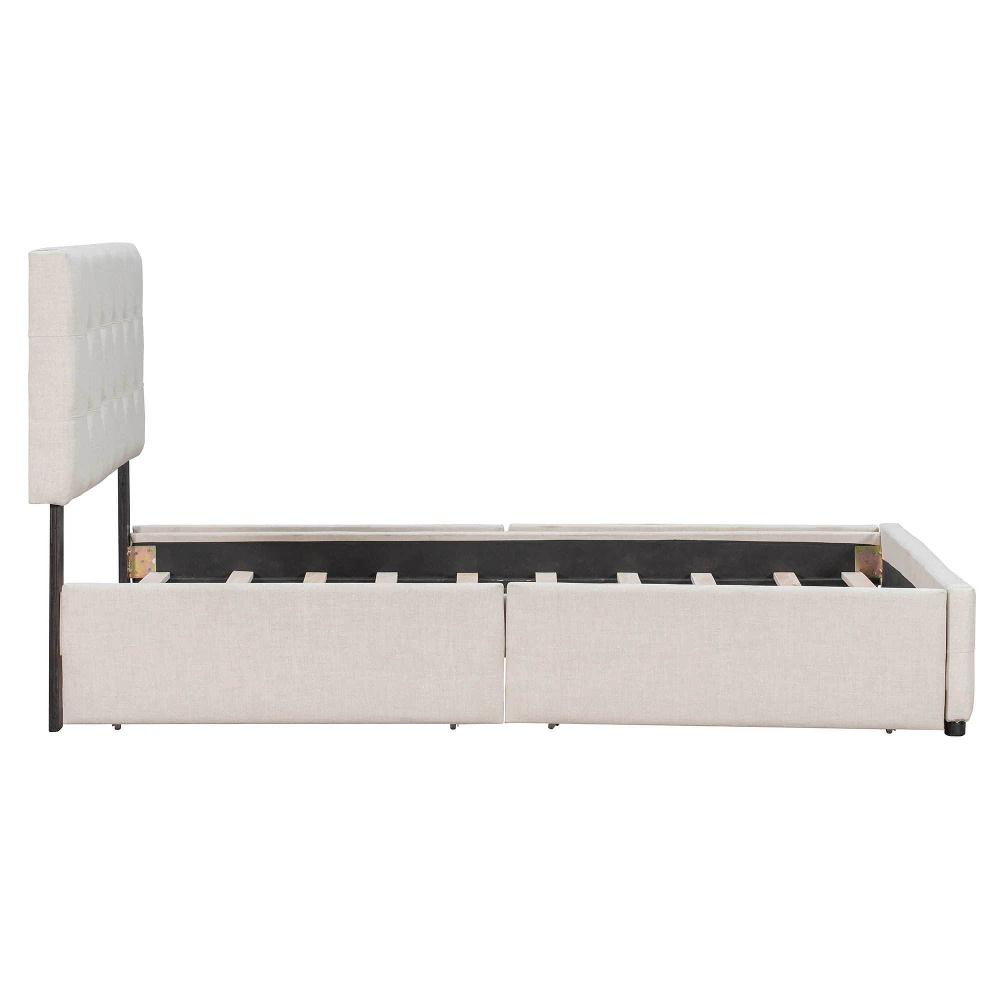 Walker Edison | Upholstered Queen Platform Bed with Storage