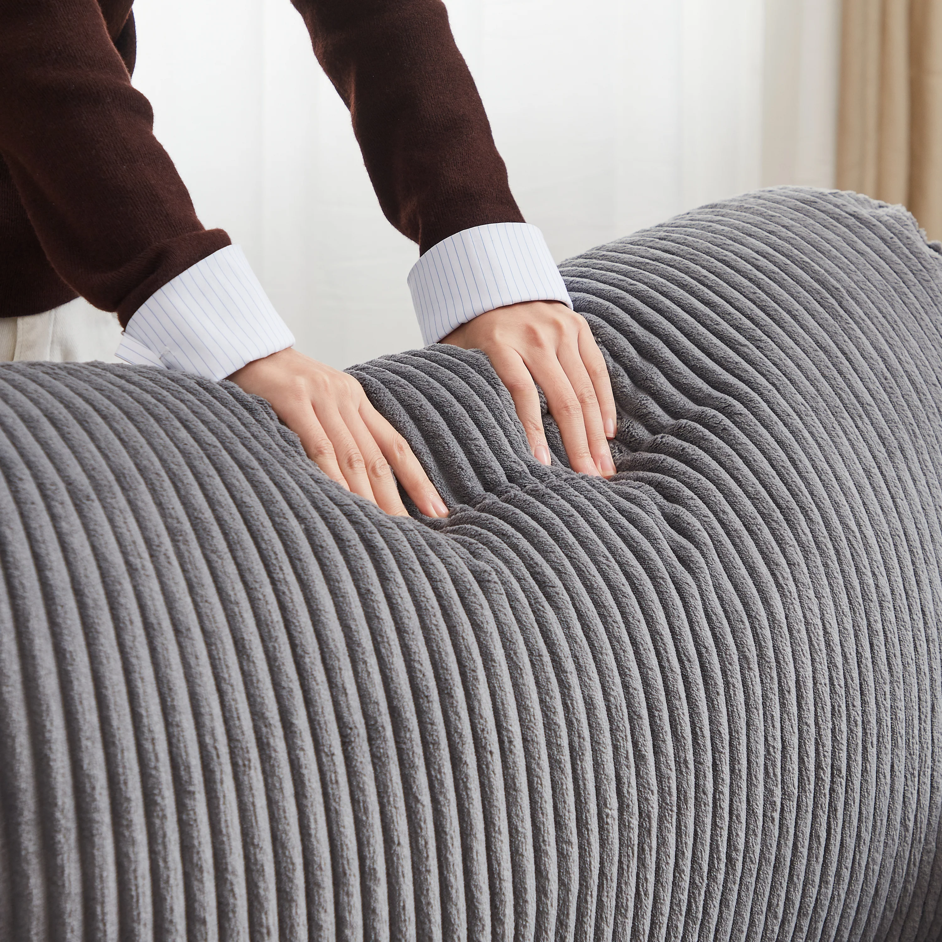 Walker Edison | Futon Grey Corduroy Pull Out Sleeper Sofa Bed