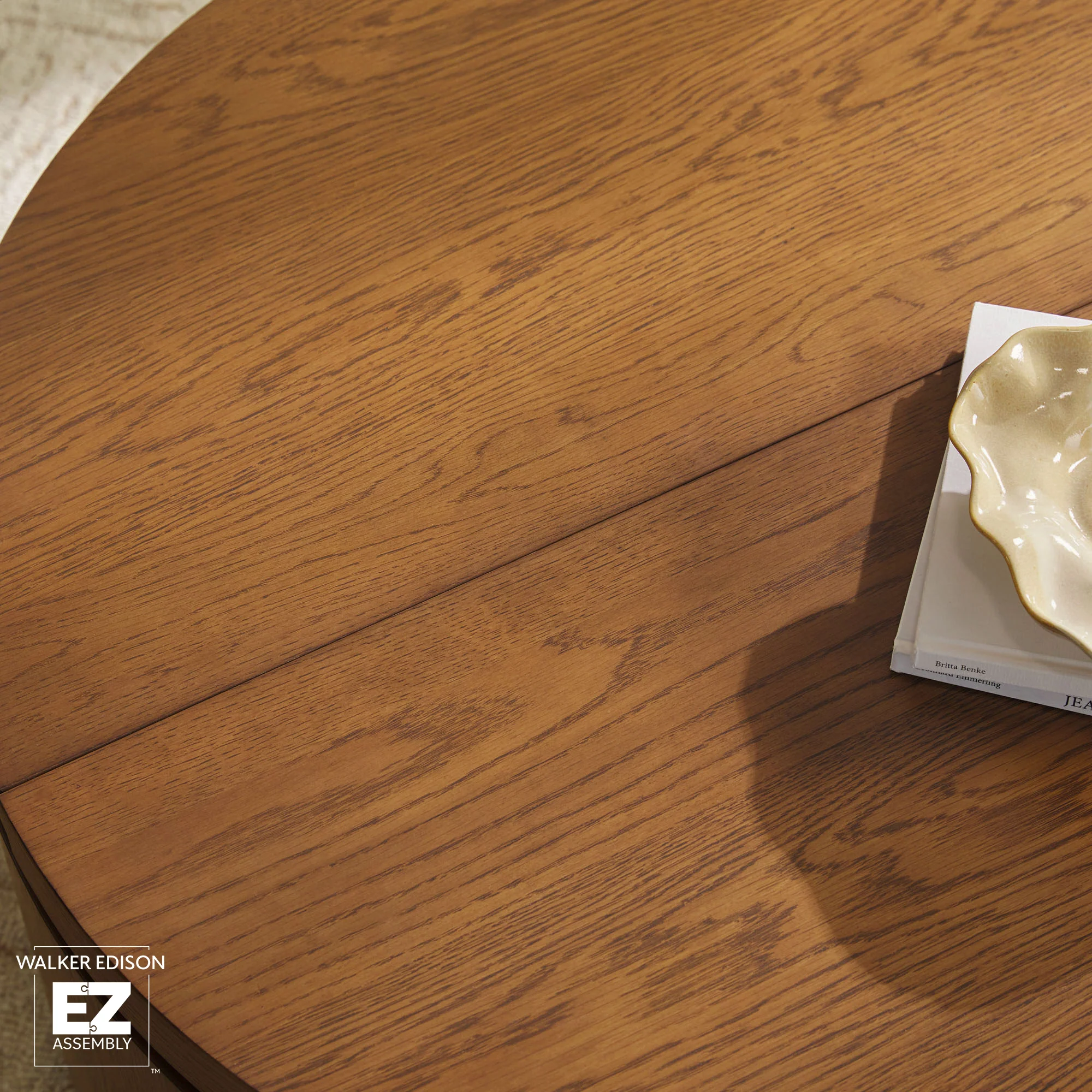 Maya 36 Modern Easy Assembly Round Oak Wood Veneer Coffee table with Storage