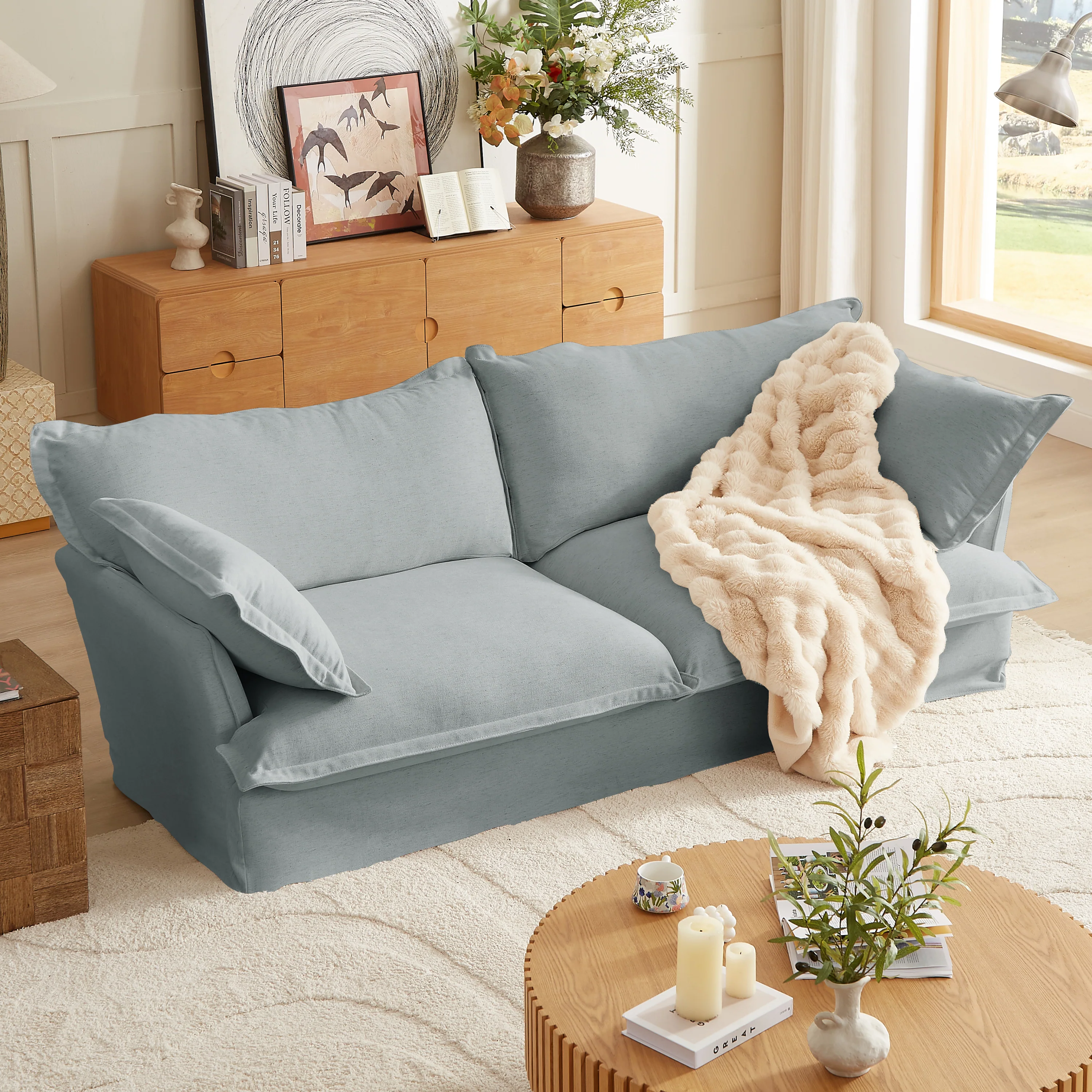 Walker Edison | Modern Comfy Pillow Top Loveseat Sofa