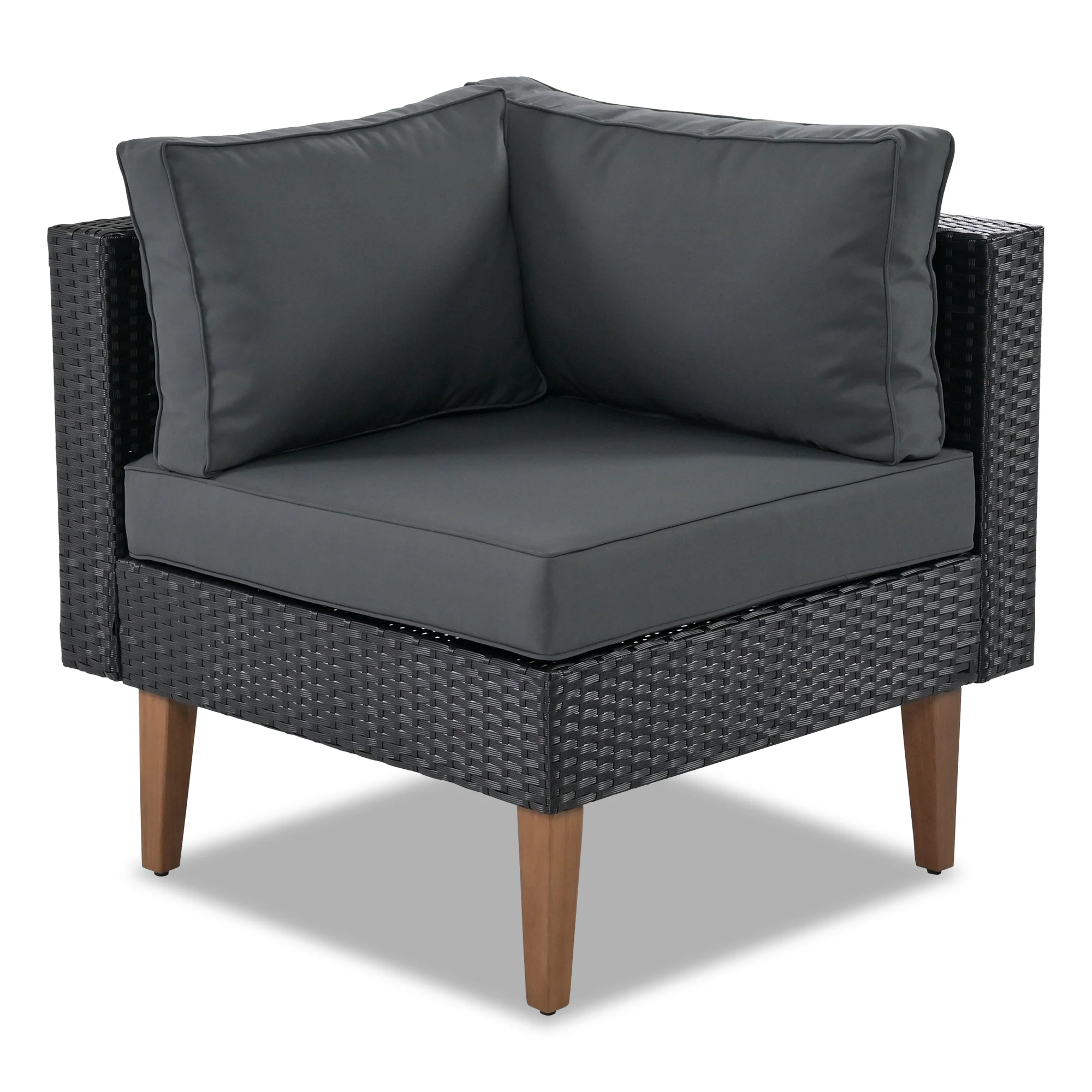 Walker Edison | Black 4-pieces Outdoor Wicker Sofa Set