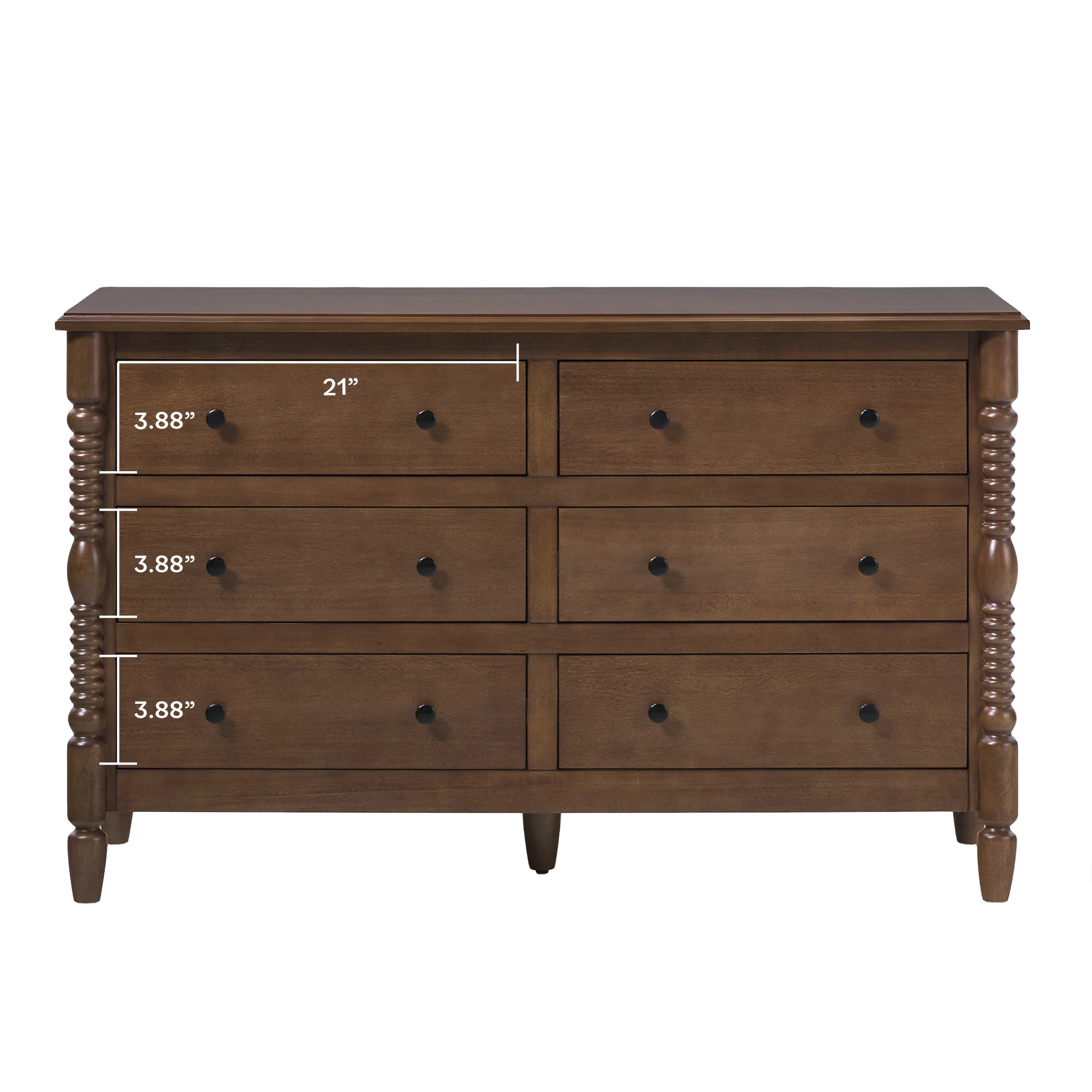 Traditional Vivienne 6-Drawer Easy Assembly Solid Wood Dresser