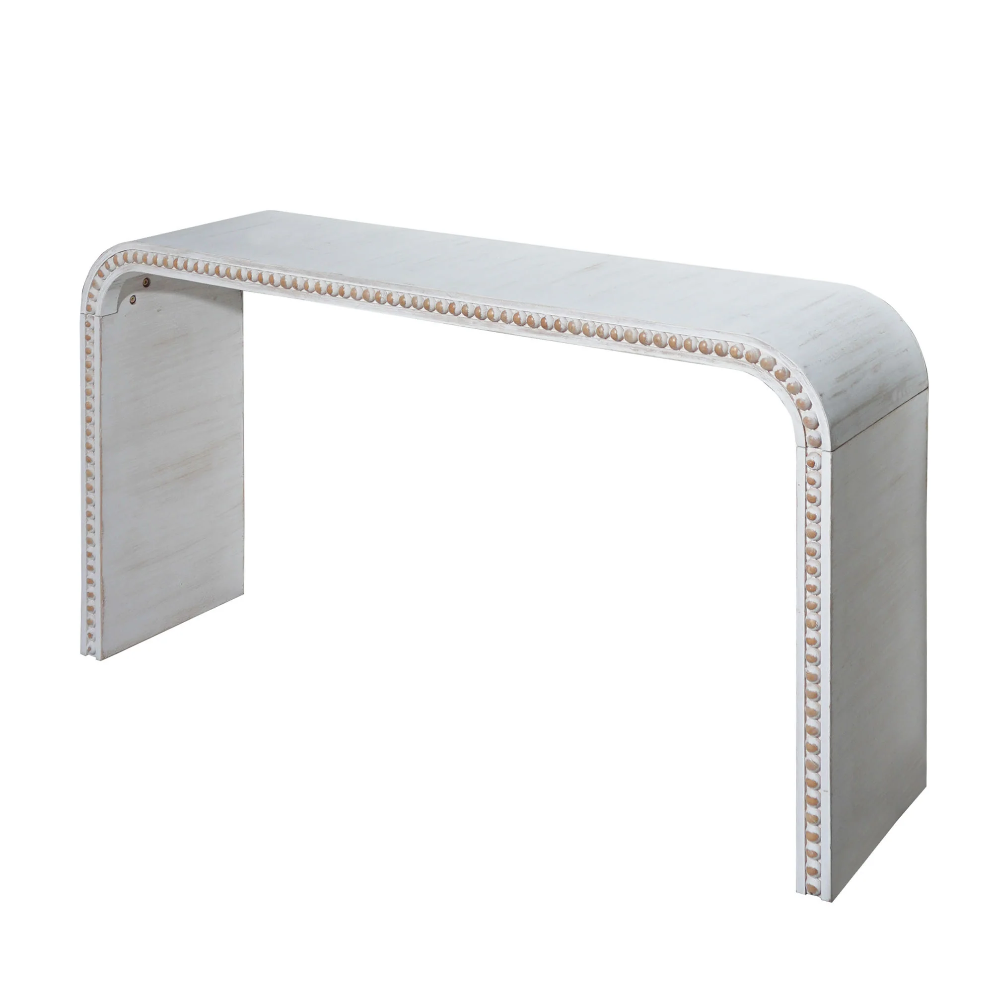 Walker Edison | Curve Design Washed White 59 Entryway Console Table