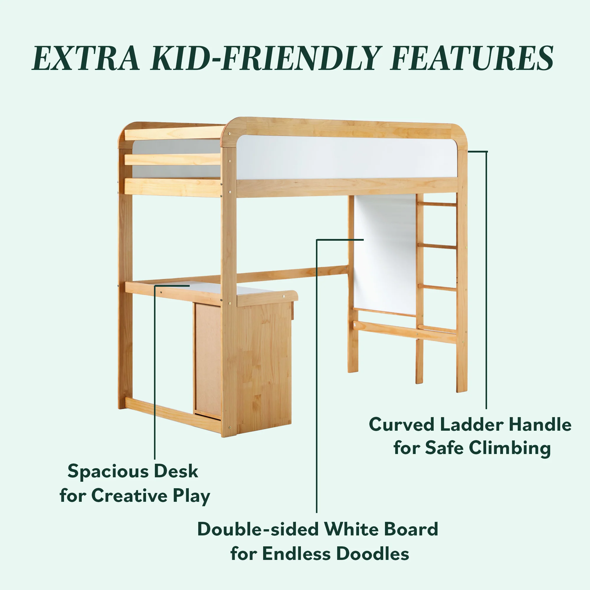 Adyn Contemporary Twin Loft Bunk Bed with Desk
