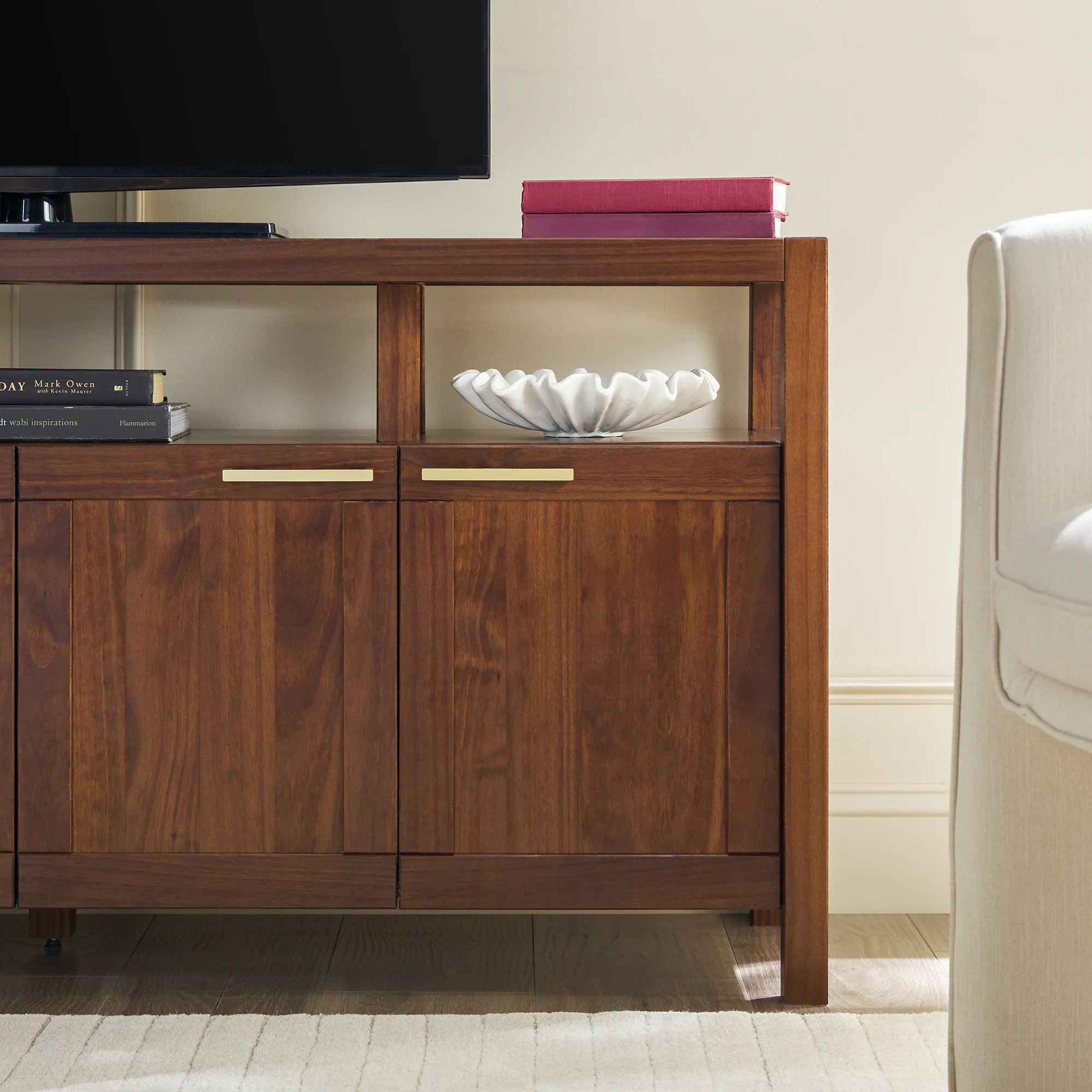 Isla Modern TV Stand with Glass Top