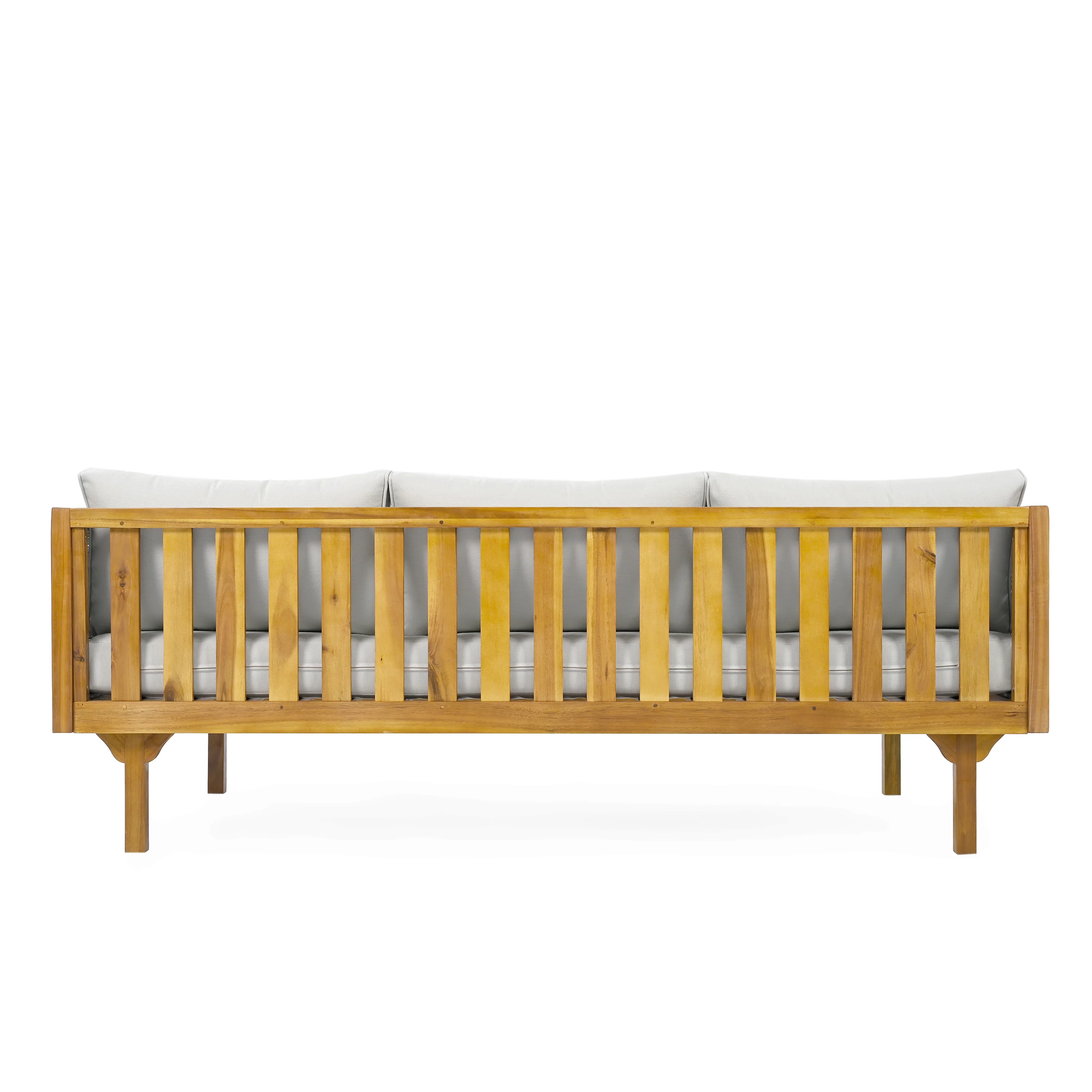Walker Edison | Modern Outdoor Teak Rattan Deep Seat Daybed