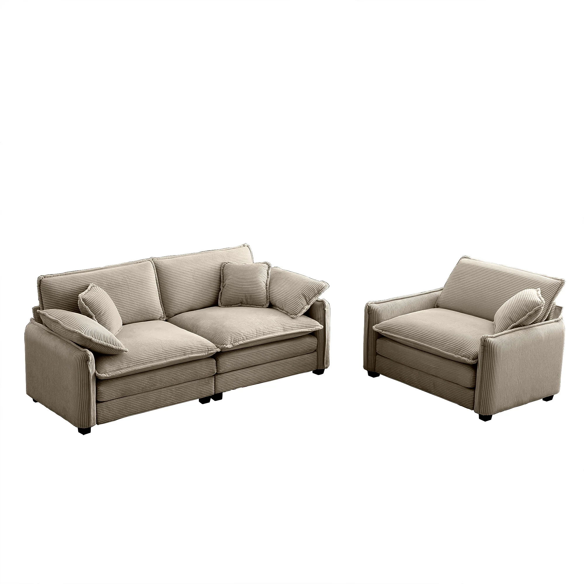 Walker Edison | Cloud Deep Seat Loveseat Sofa Set