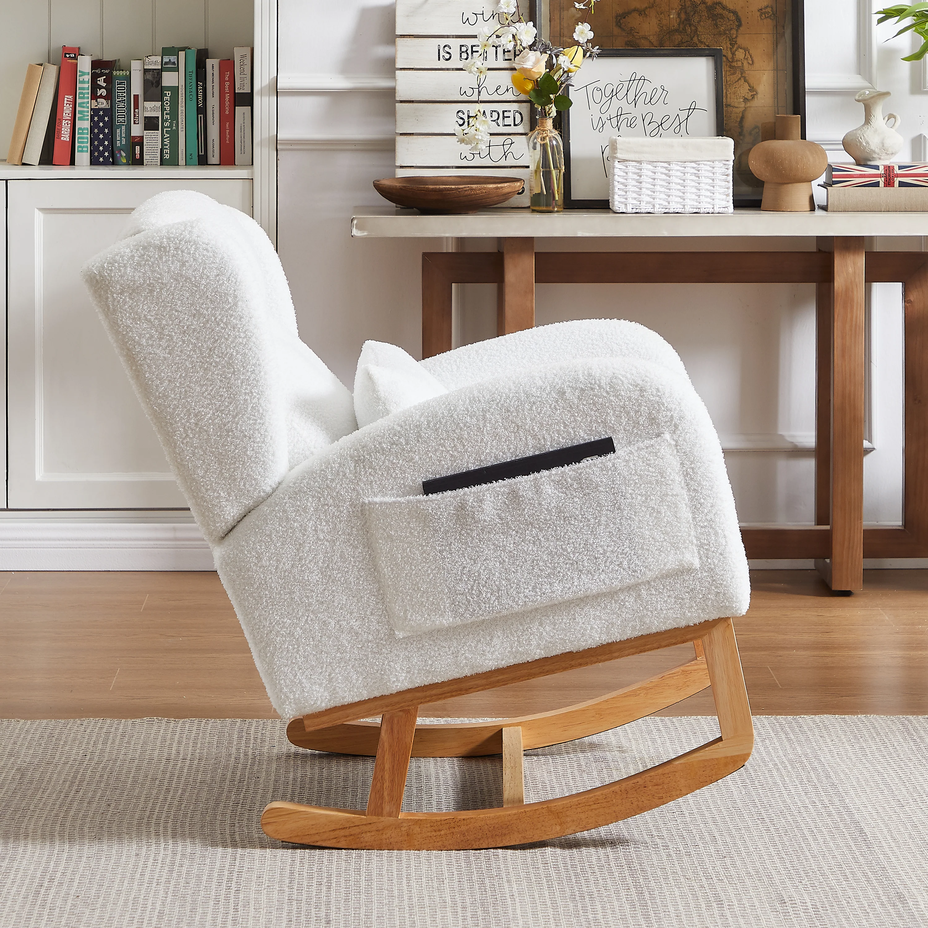 Walker Edison | Modern Boucle Lounge Arm Rocking Chair