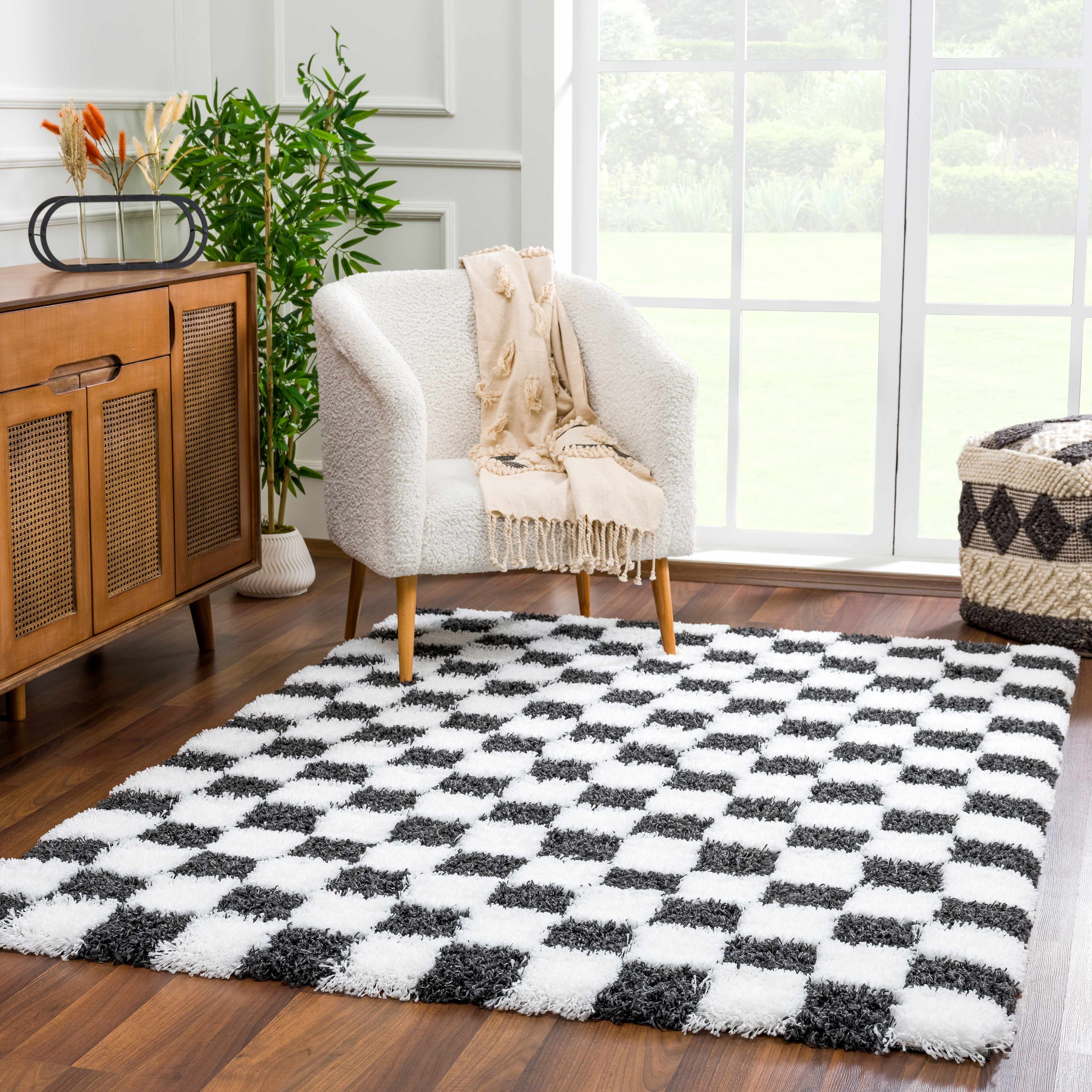 Boutique Rugs - Atira Black & White Checkered Area Rug