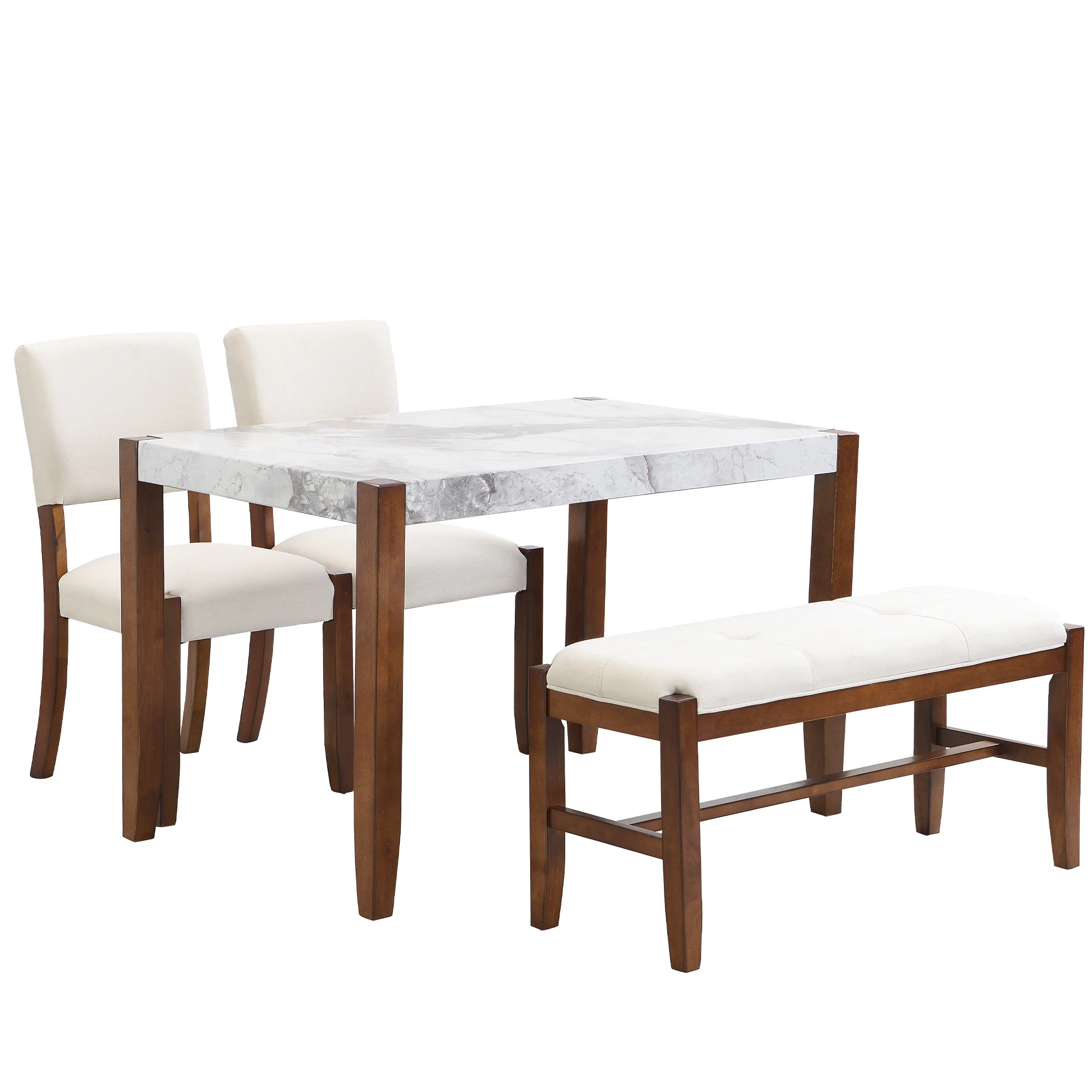 Walker Edison | Faux Marble 4-Piece Modern 46' Dining Set