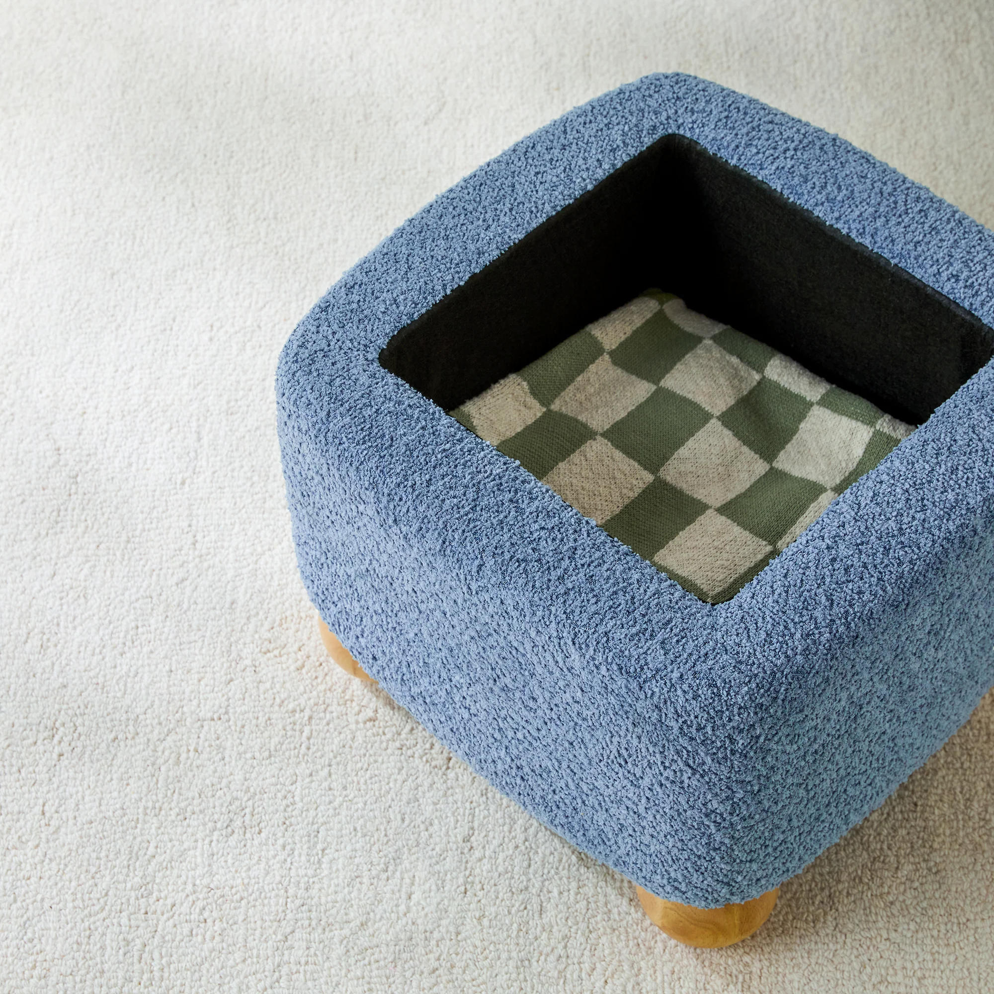 Linley Contemporary Boucle Easy Assembly Upholstered Small Storage Ottoman