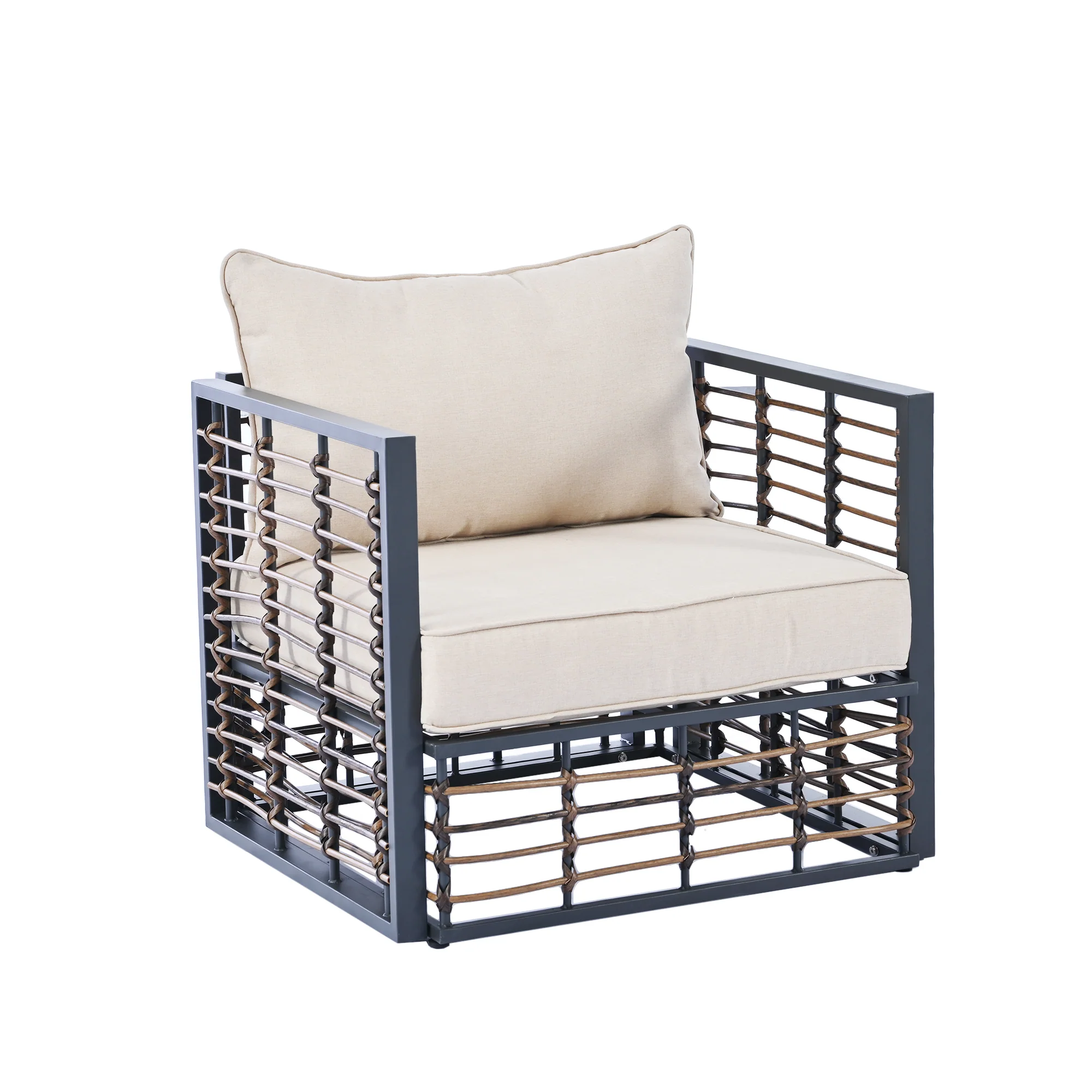 Walker Edison | Modern Minimalist 7-Piece Metal Outdoor Patio Sectional Sofa Set