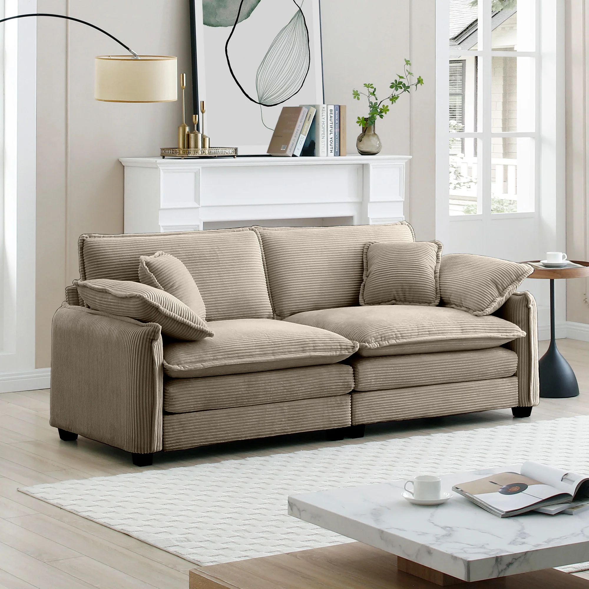 Walker Edison | Cloud Deep Corduroy Loveseat Couch