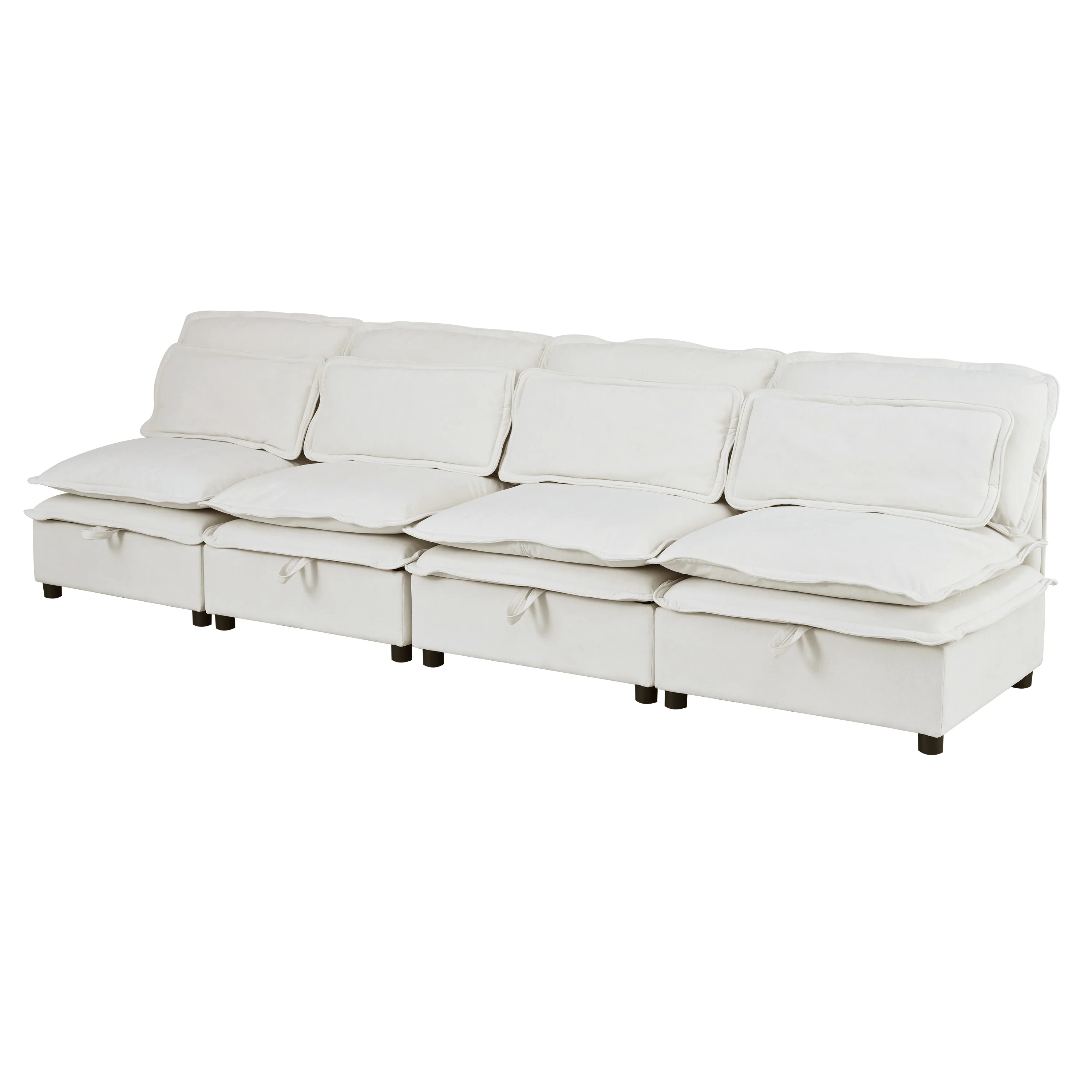Walker Edison | Modular Double-Layer Cushion Modular Sofa with Storage