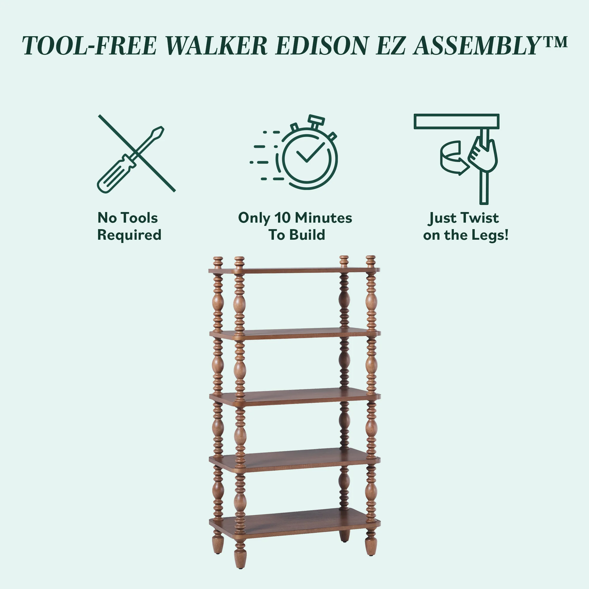 Traditional Vivienne Easy Assembly Solid Wood Short Bookshelf