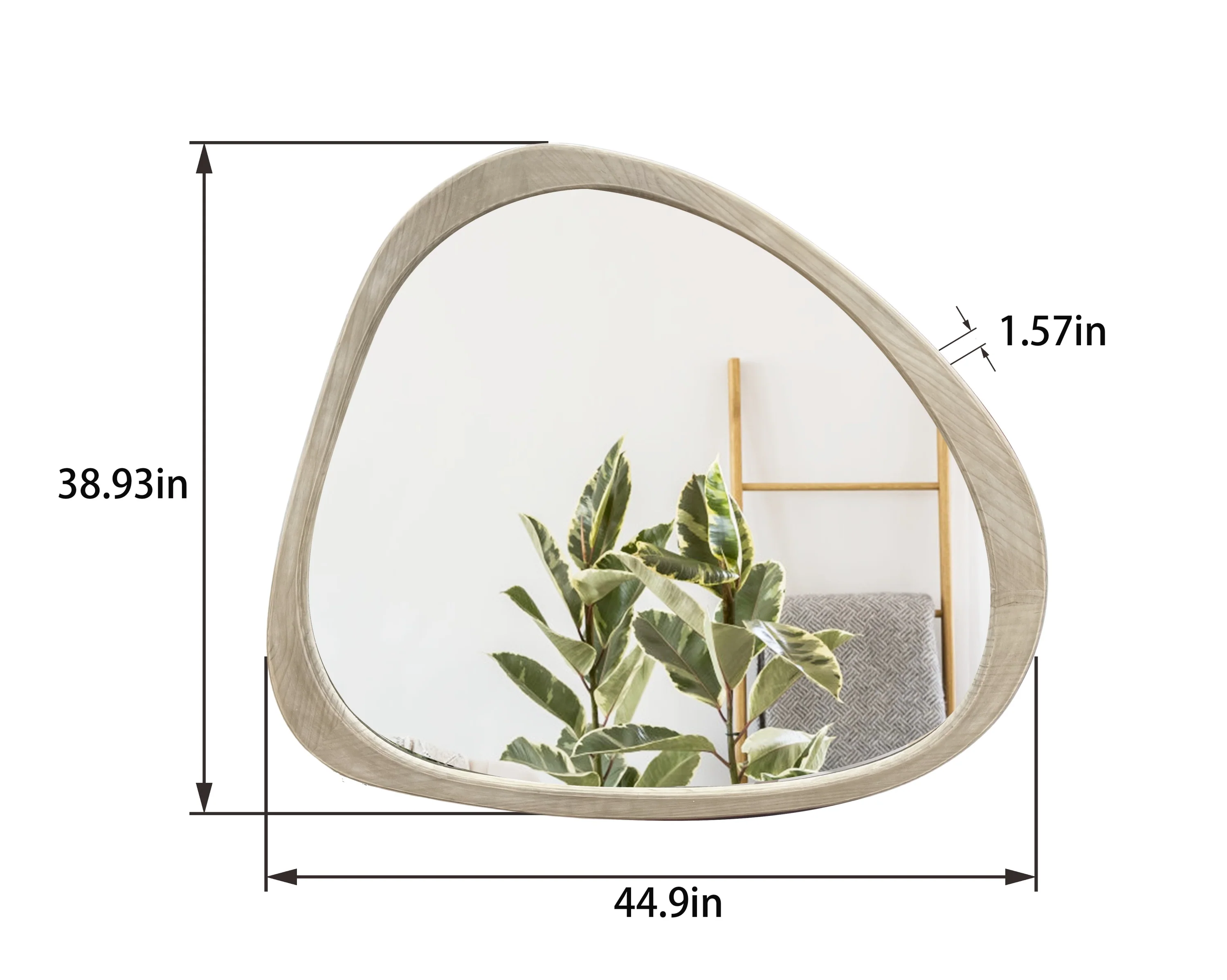 Walker Edison | Asymmetrical Natural 45 Wooden Wall Mirror