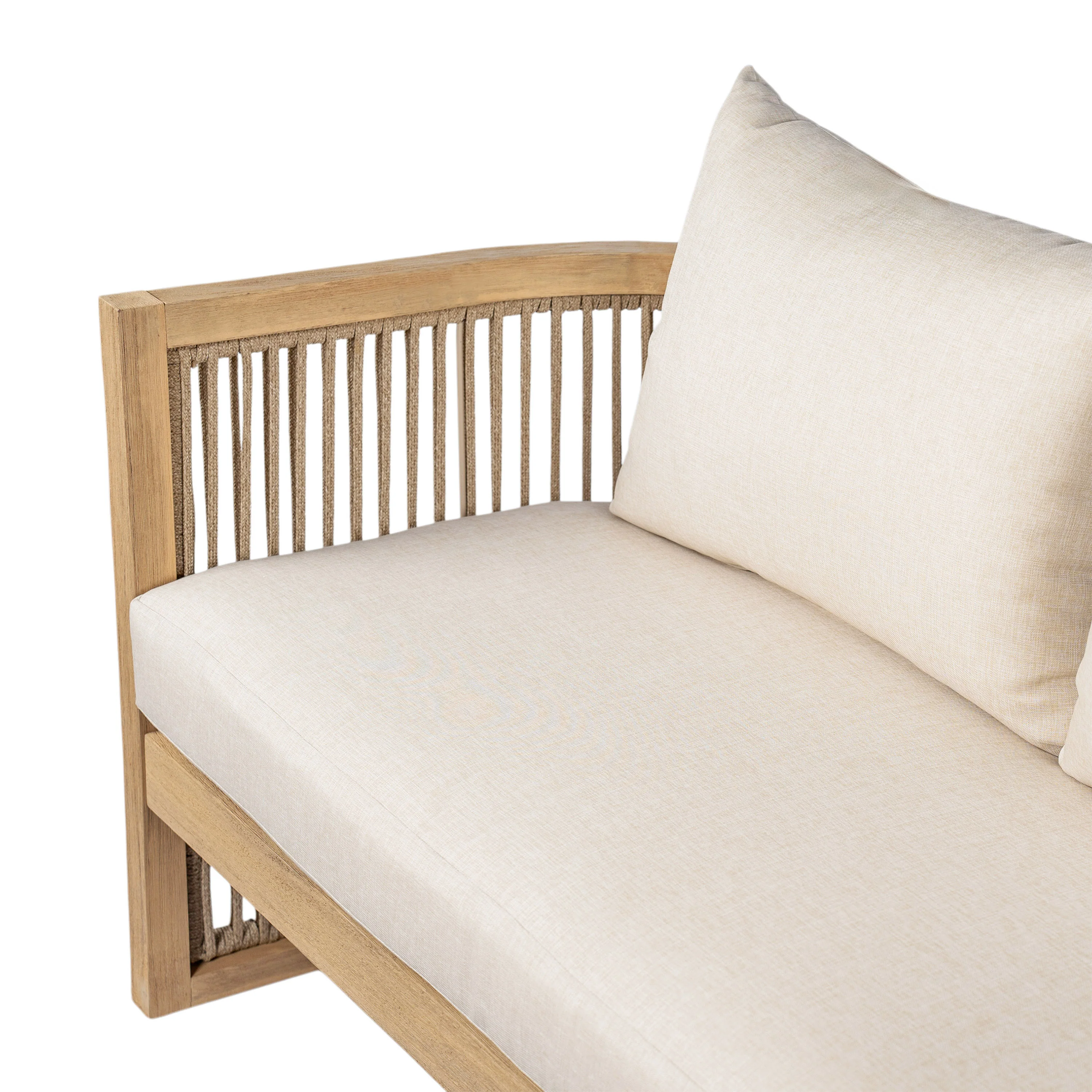 Walker Edison | 54.4'' Outdoor Acacia Wood Loveseat with Cushions