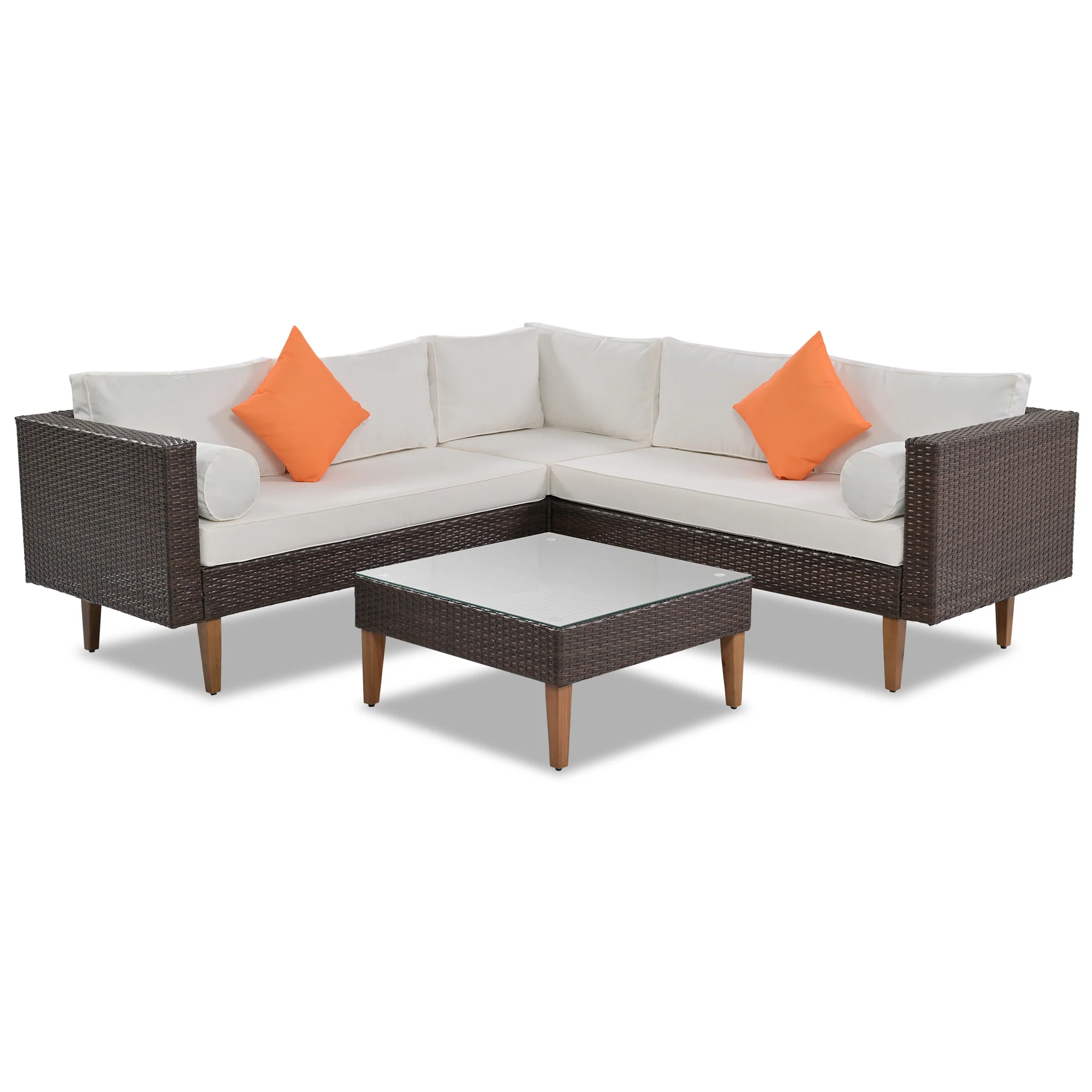 Walker Edison | Outdoor Patio Wicker 4-Piece Sofa Set