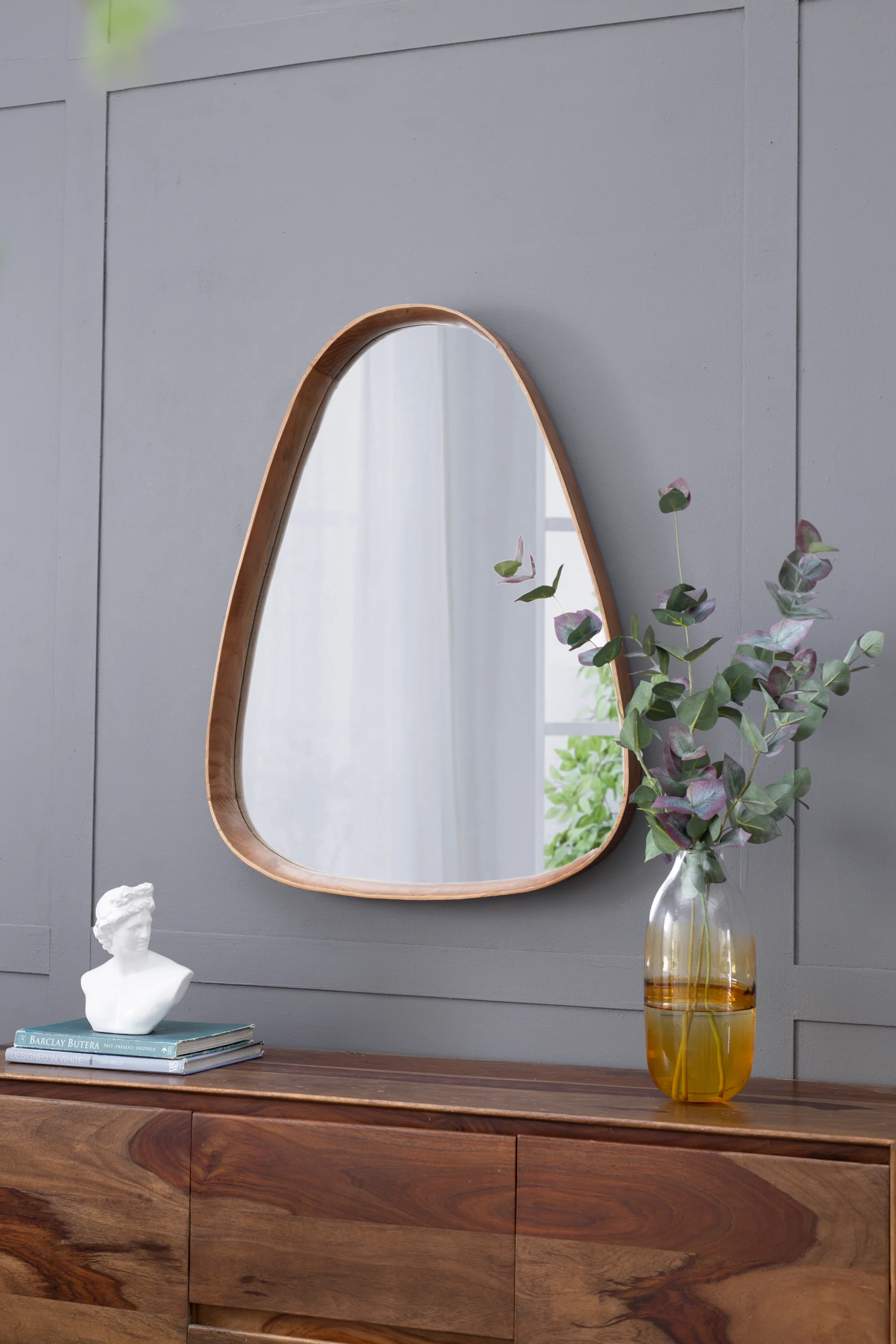 Walker Edison | Curve Design Wood Mirror
