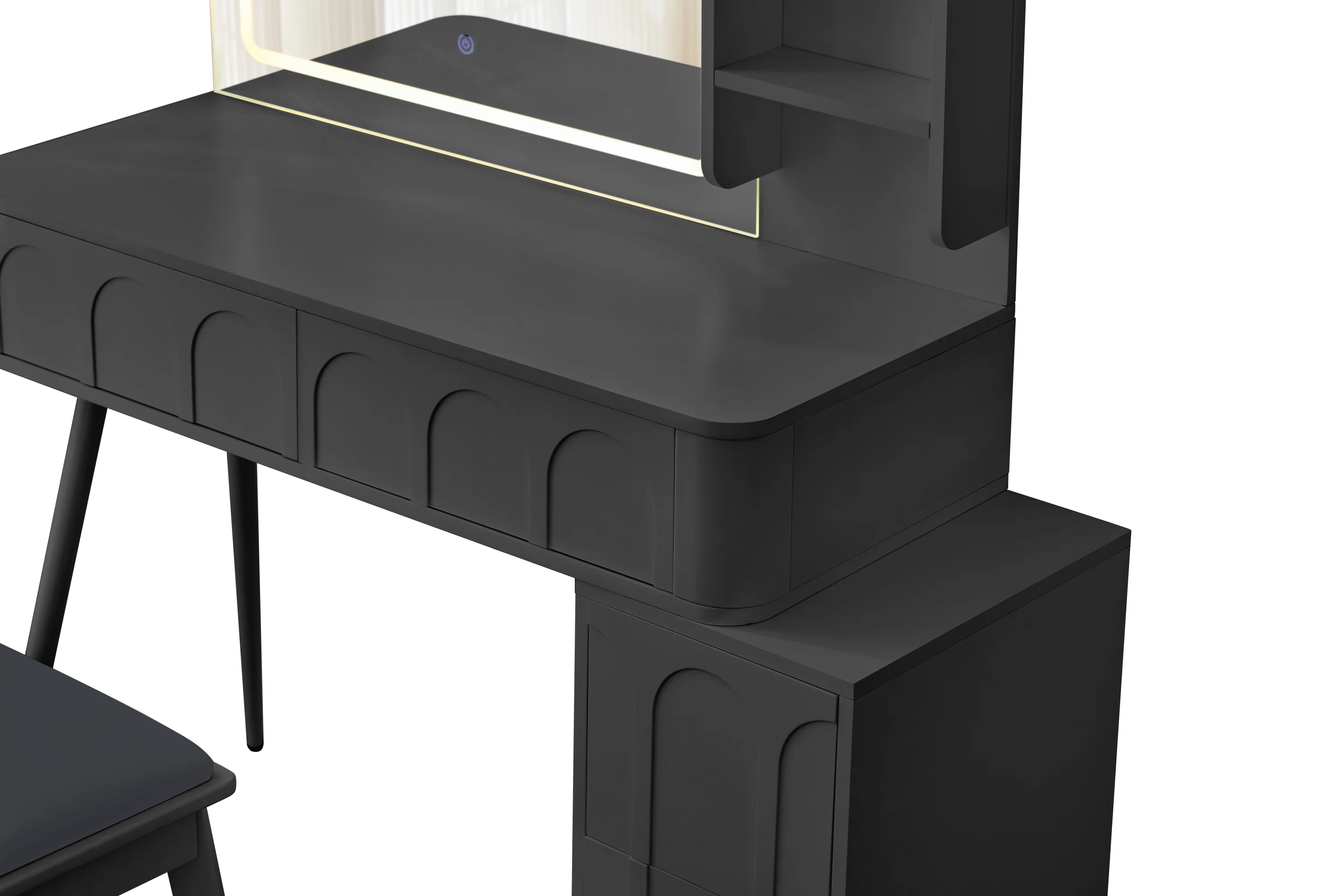 Walker Edison | Modern Makeup Vanity Desk with LED Lights & Mirror