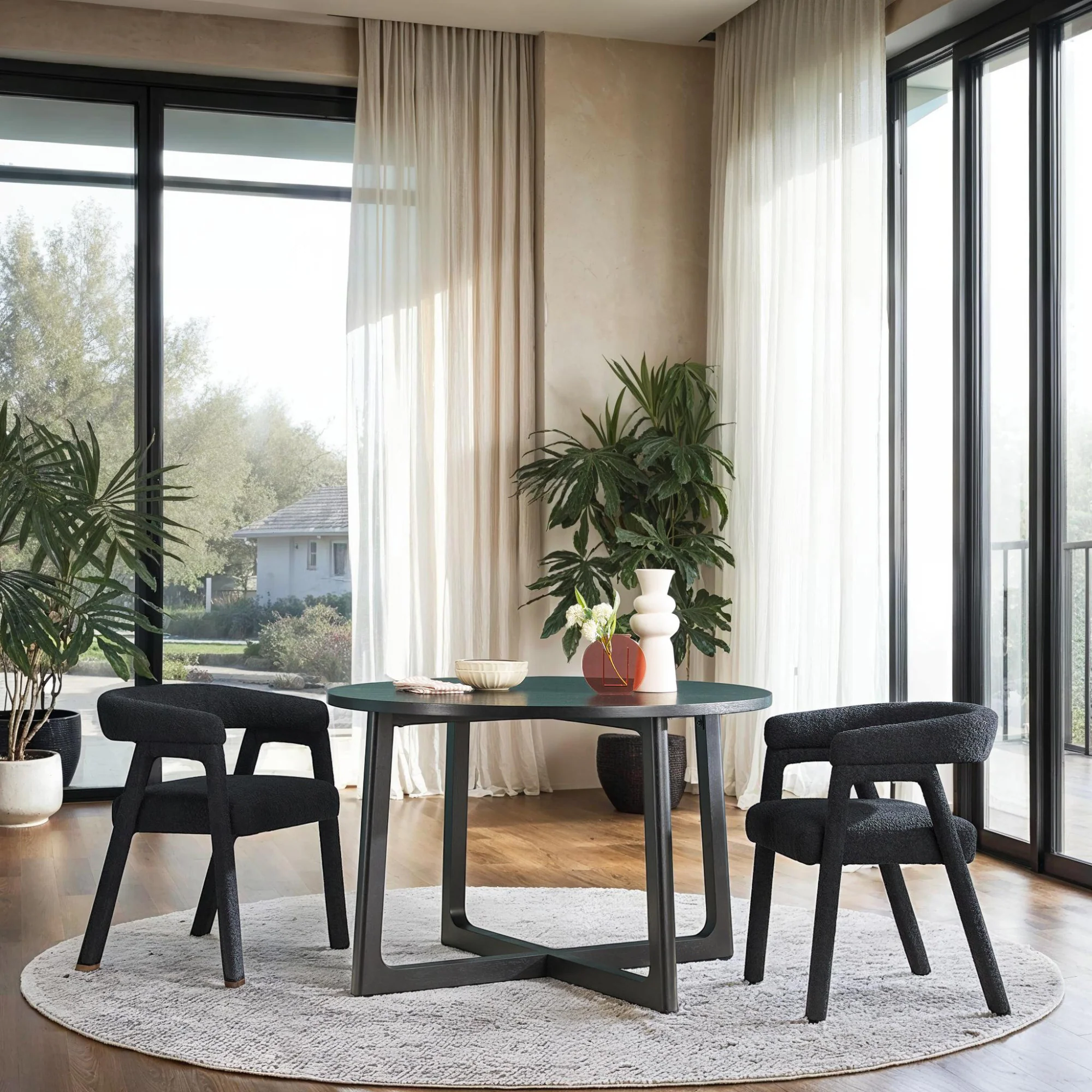Ezra Modern Solid Wood Round Dining Table for 4