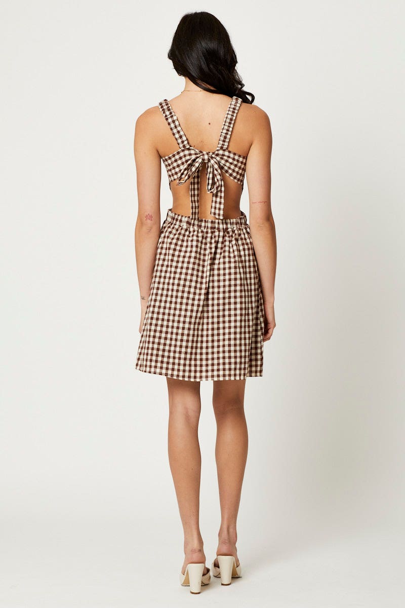 Check Mini Dress Sleeveless Evening