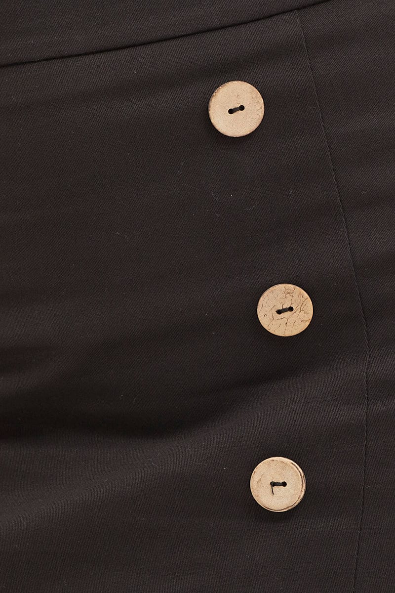 Black High Waist Front Split Skirt