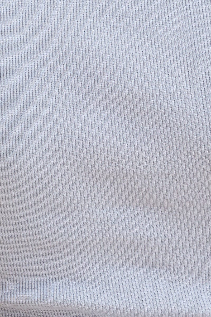 Blue Racer Tank Cotton Blend Rib High Neck Racer Back