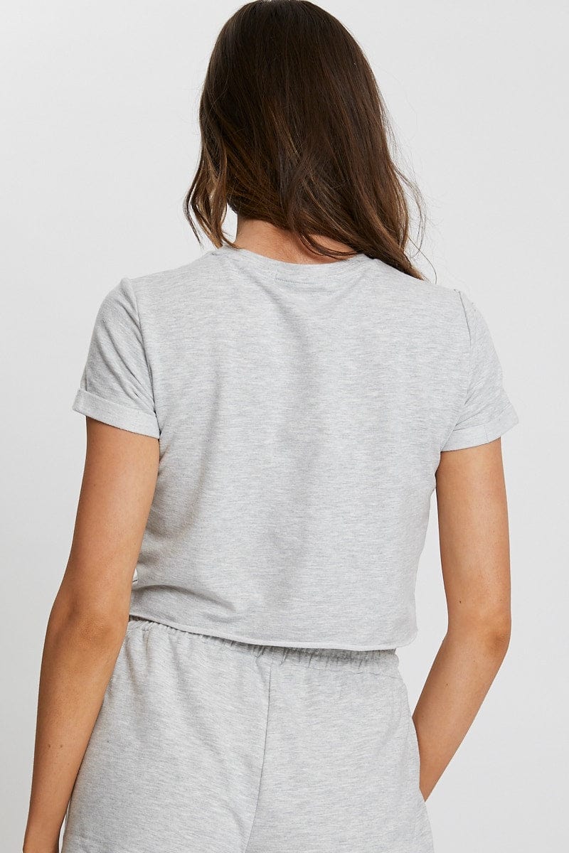 Grey Nyla Rose Tee With Print And Short