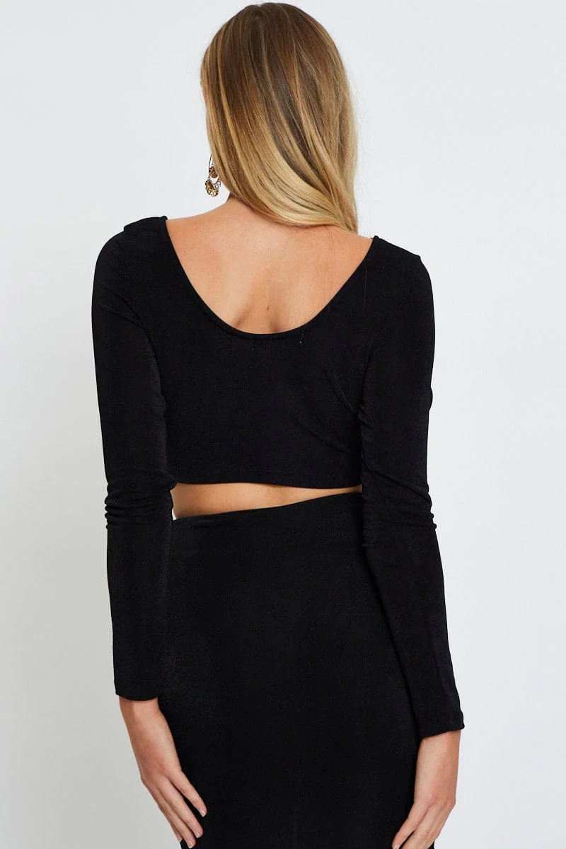 Black Crop Top Long Sleeve