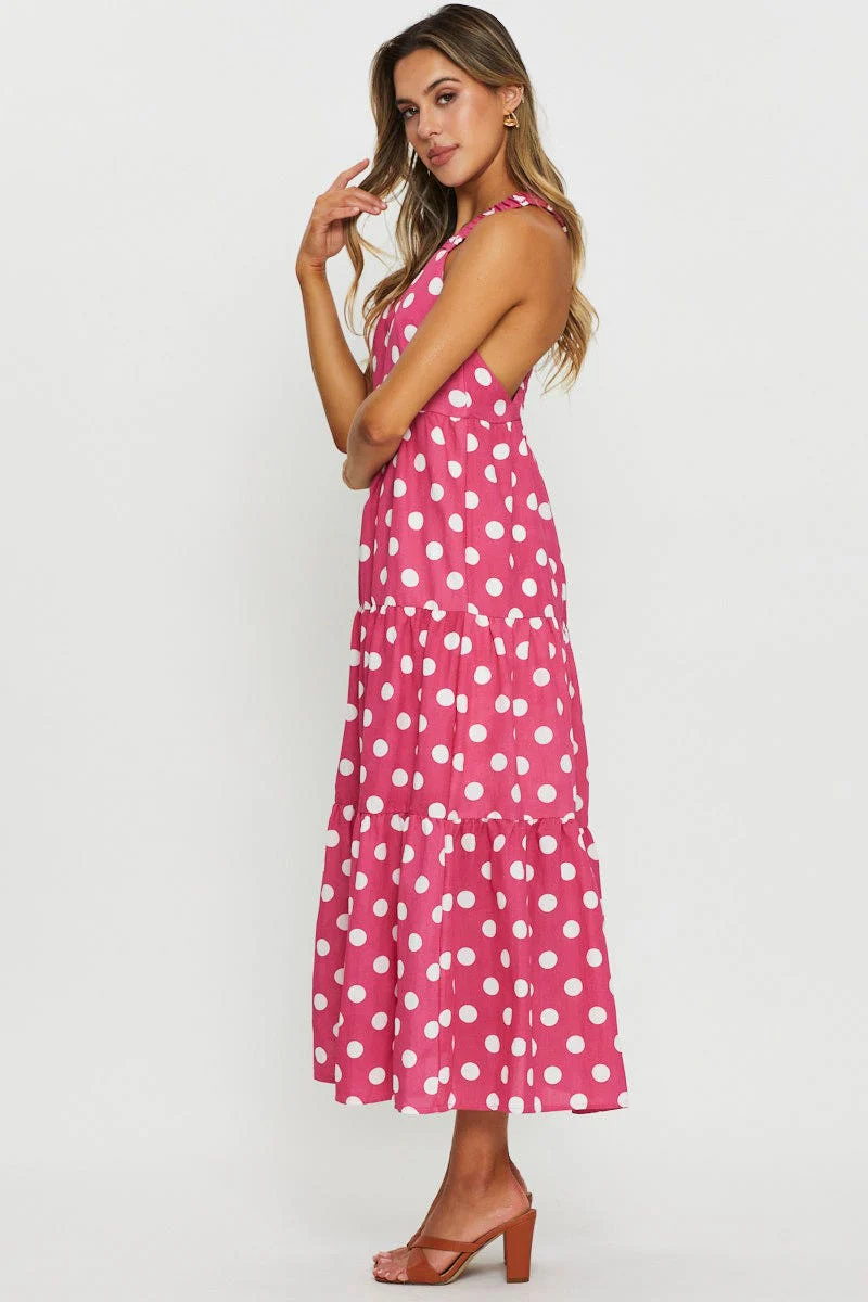 Polka Dot Maxi Dress Sleeveless