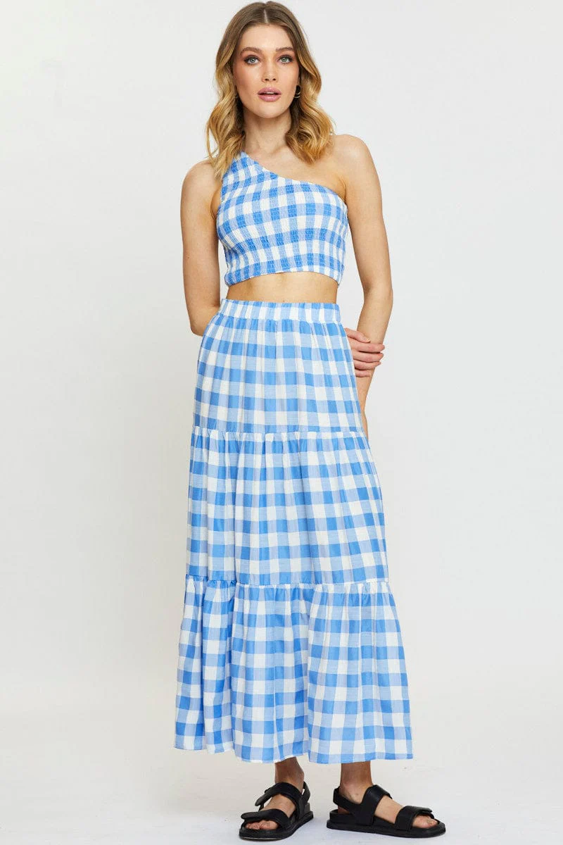 Check Halter Top Sleeveless Crop