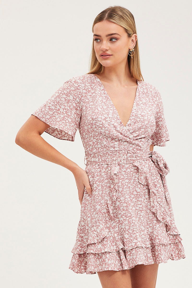 Print Skater Dress Short Sleeve Mini