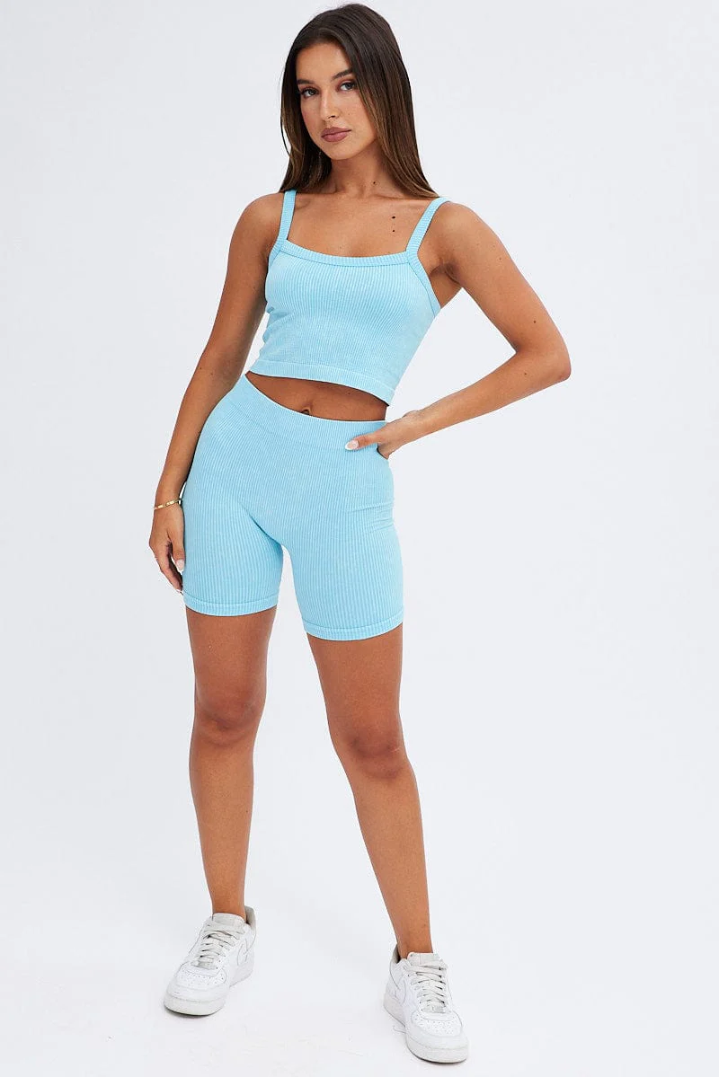 Blue Bike Shorts Seamless