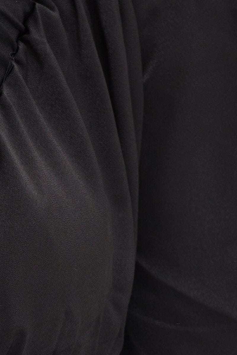 Black Tie Up Top Long Sleeve Crop