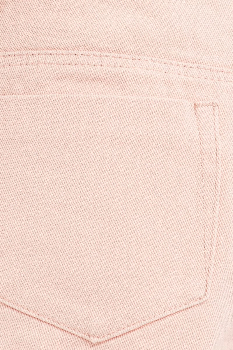 Pink Cargo Denim Shorts Low Rise
