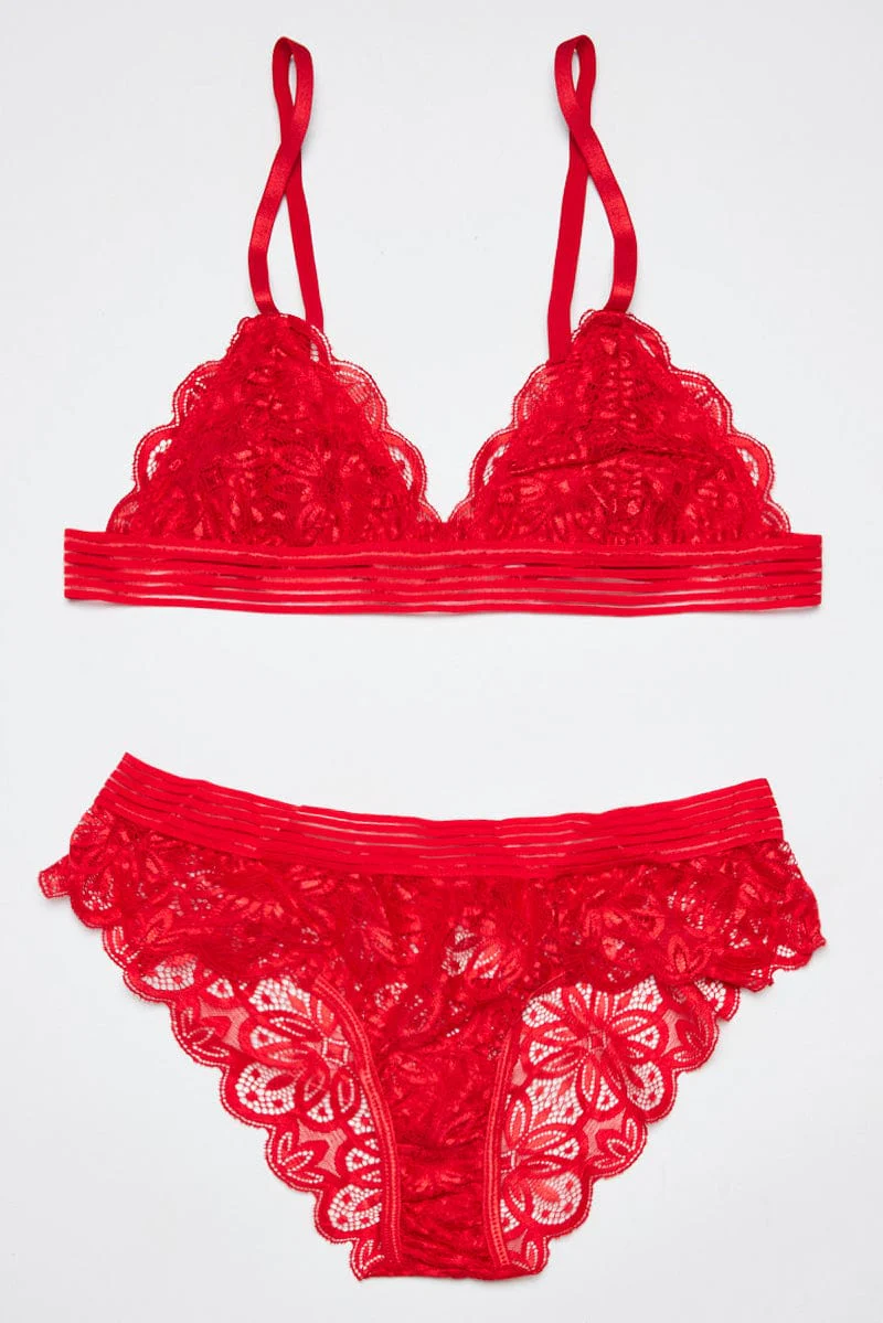 Red Lace Lingerie Set