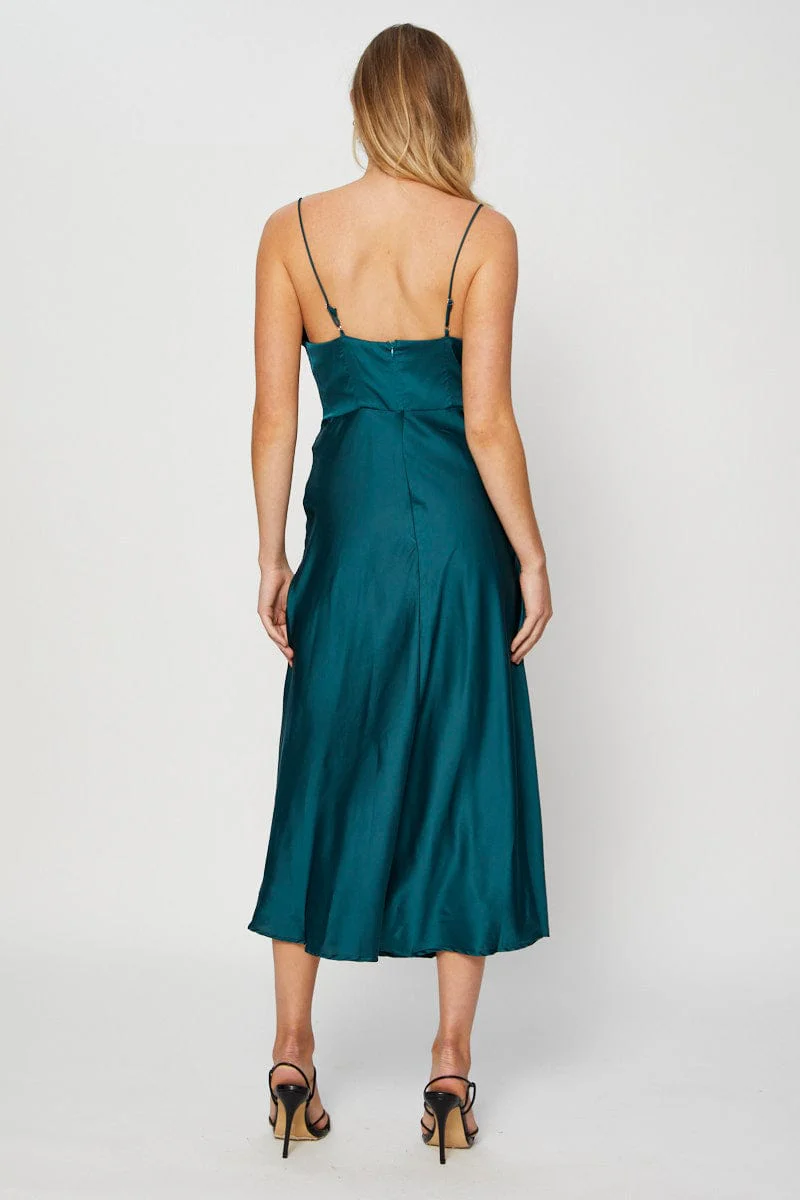 Green A Line Dress Midi