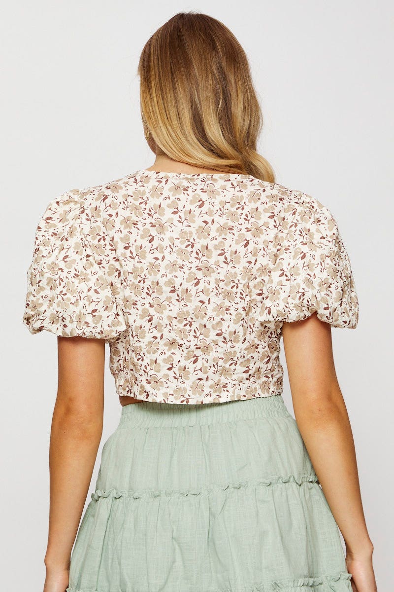 Print Crop Bolero Short Sleeve