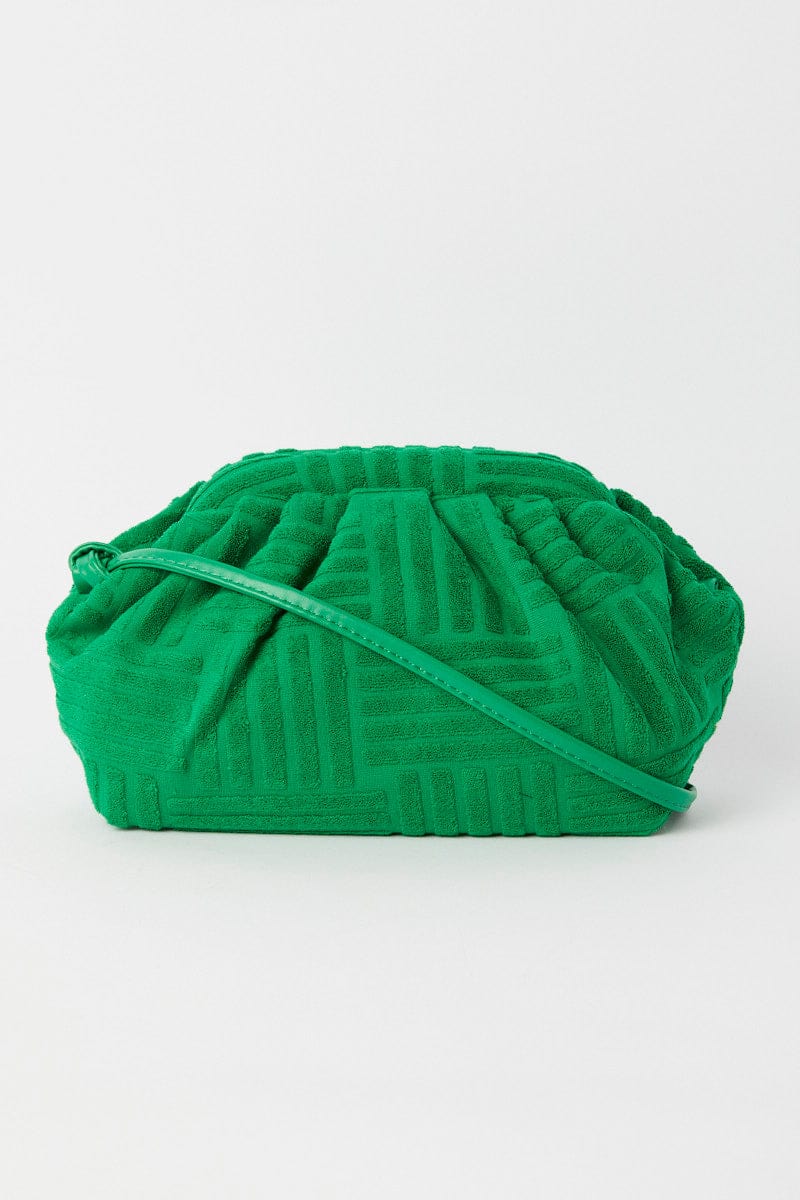 Green Toweling Detail Crossbody Bag