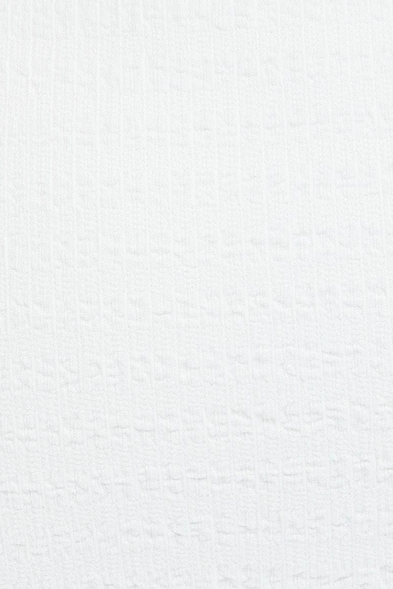 White Midi Skirt High Rise Textured Jersey