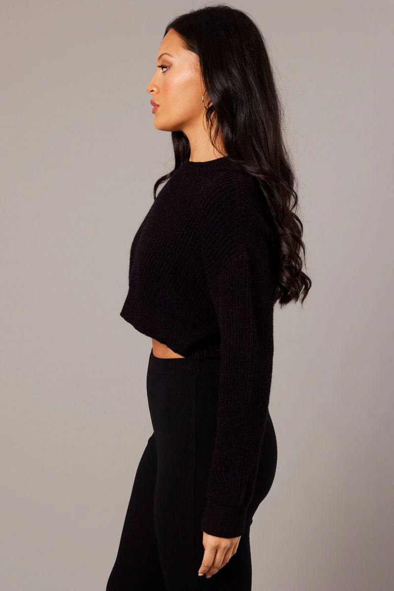 Black Knit Jumper Long Sleeve
