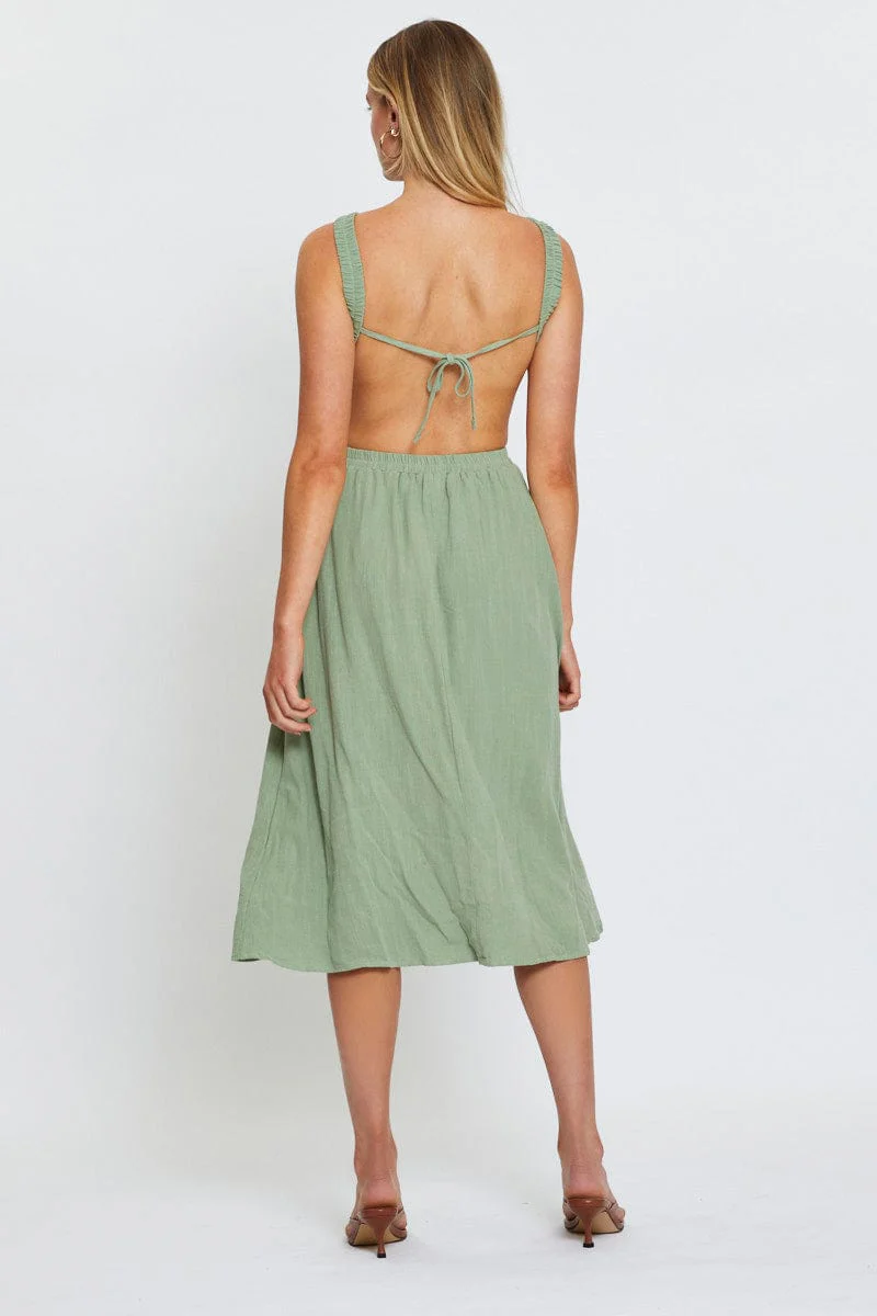 Green Midi Dress Sleeveless